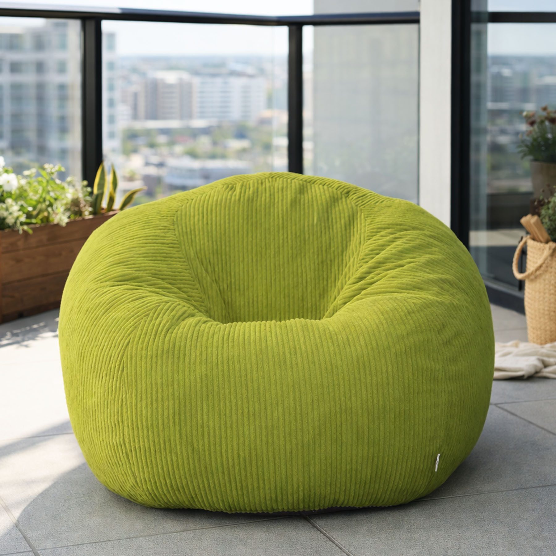 HomeMiYN Sitzsack Sitzsack XXL aus Cord, weiches Sofa für Wohnzimmer, rund