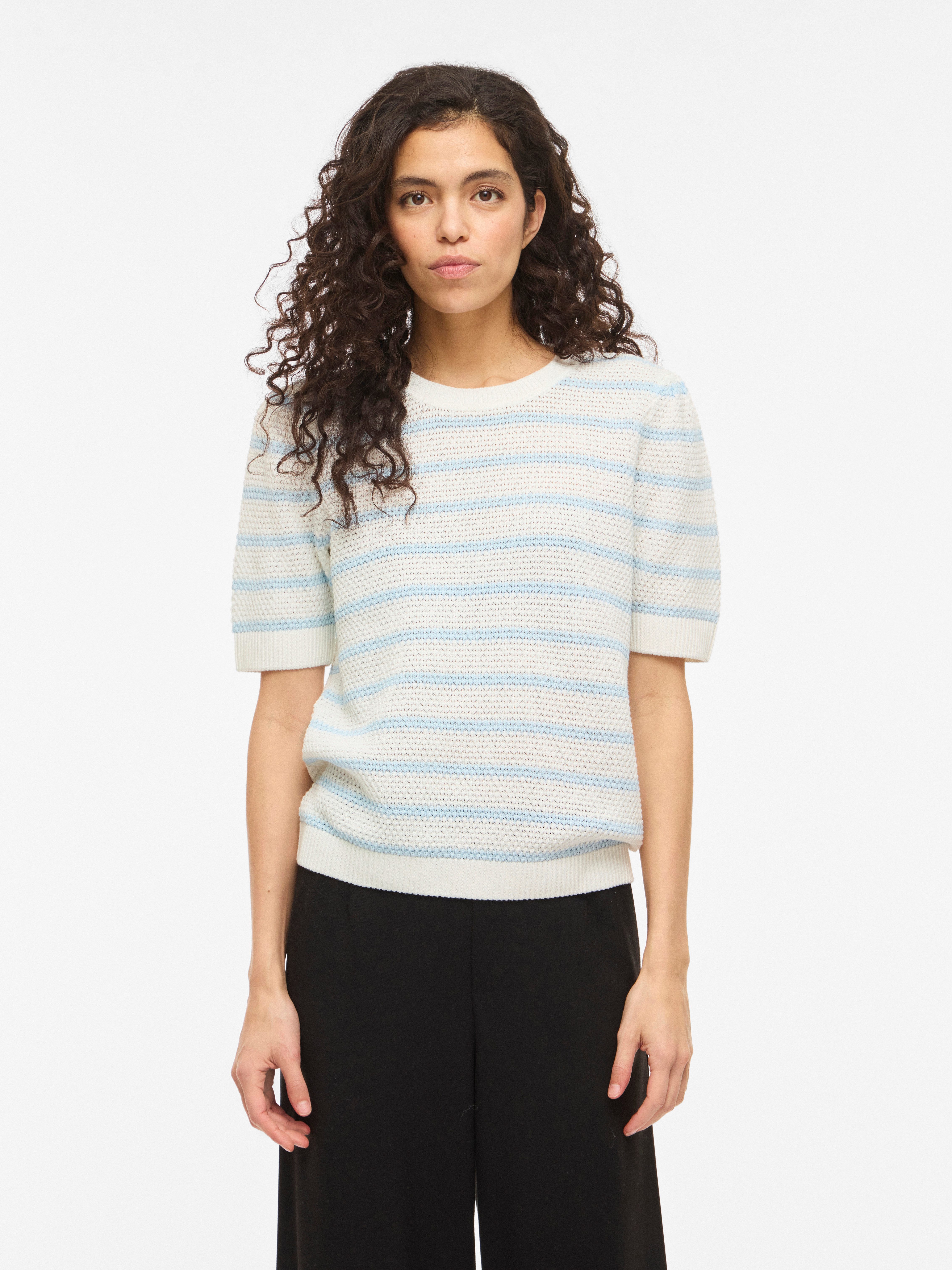 Vila Kurzarmpullover VIDALO O-NECK S/S STRIPE KNIT-NOOS