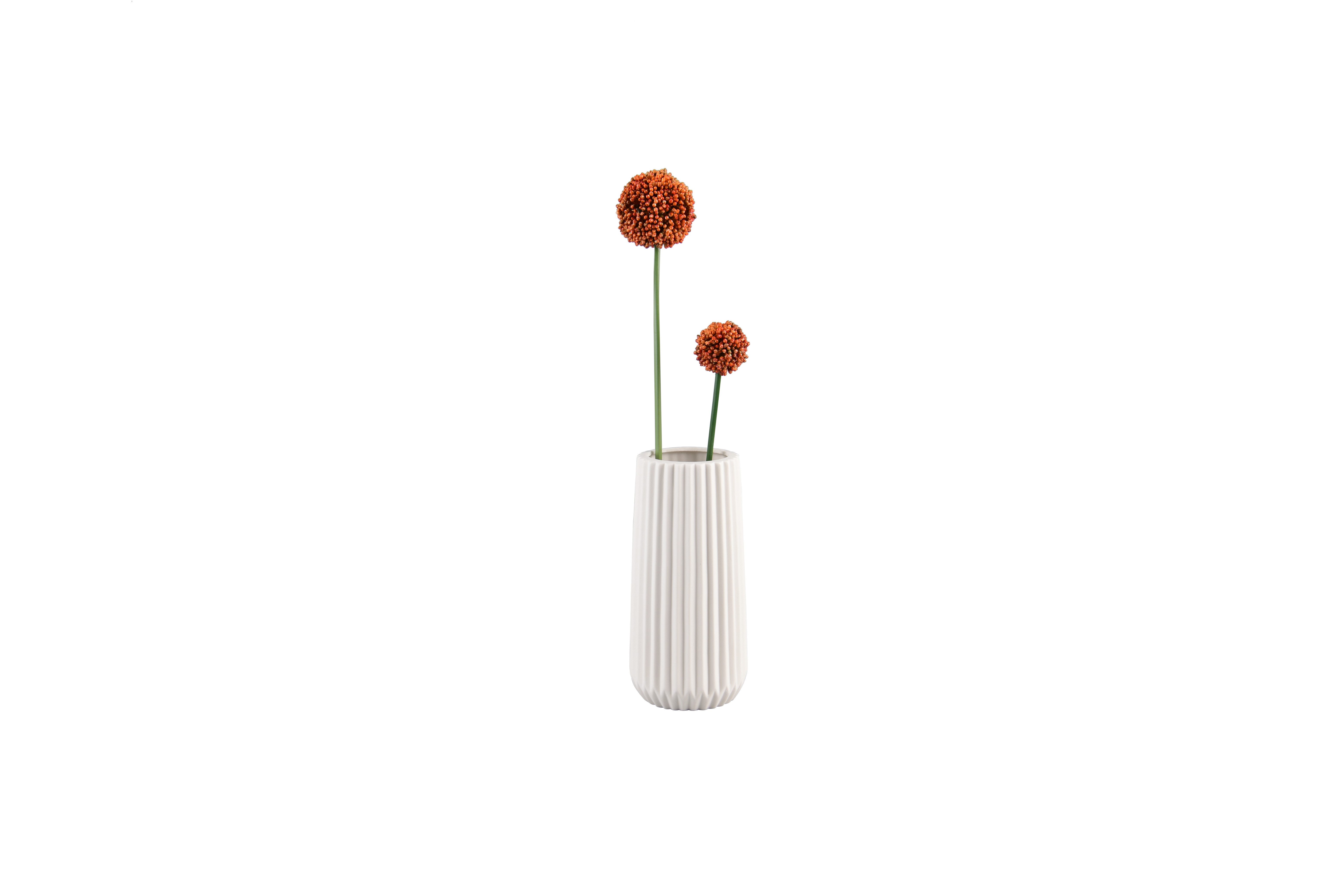 furnling Dekovase Ruff (1 St), schlichte Vase mit eleganter Riffelung, weiß, Höhe 23 cm
