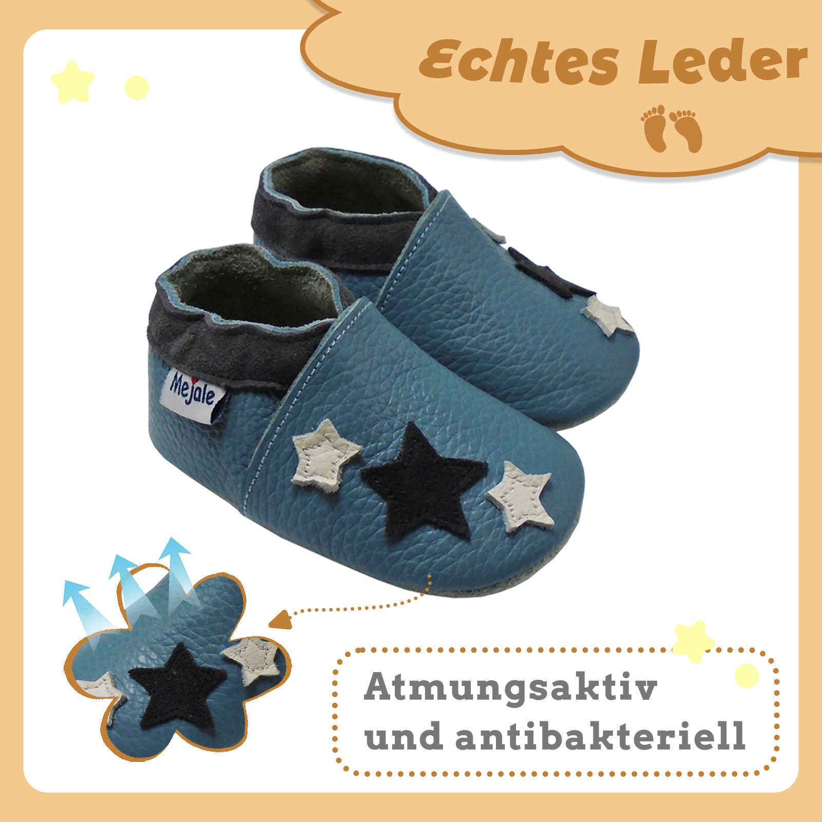 Mejale 100 % Leder Krabbelschuhe – Weiche Babyschuhe für die ersten Schritte Krabbelschuh (1-tlg)