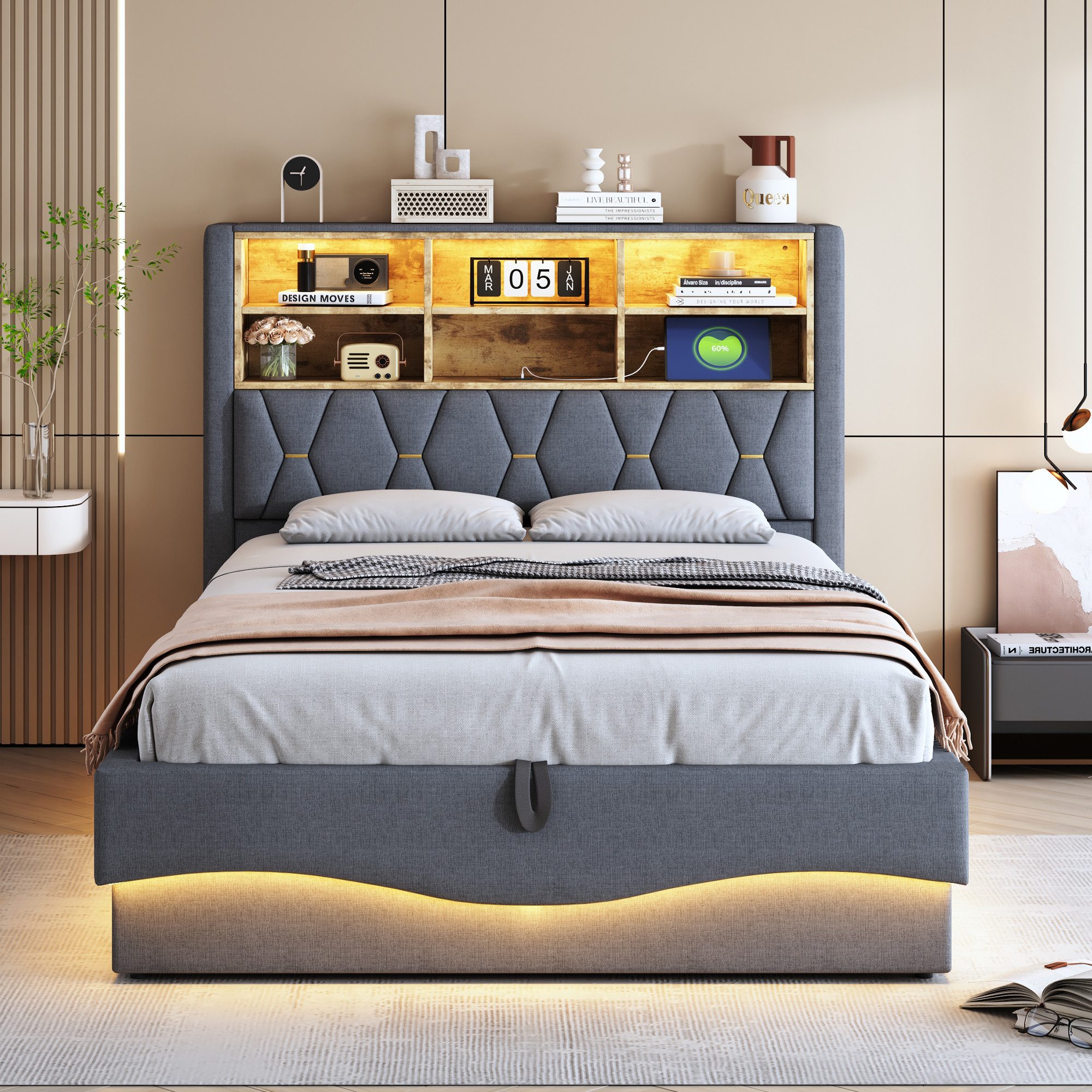 Merax Polsterbett (Doppelbett Jugendbett mit Metall-Lattenrost, günstig online kaufen