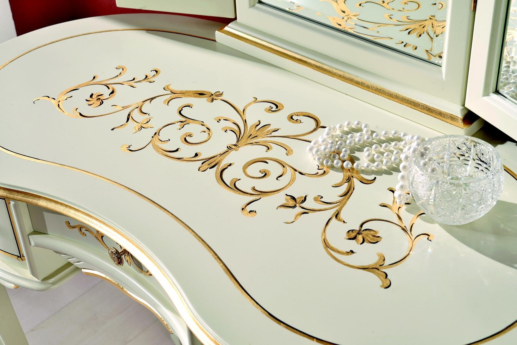Tisch Barock JVmoebel Luxus Schreibtisch Tische Möbel Italien Büro Echtholz Konsolen Gold Schreibtisch
