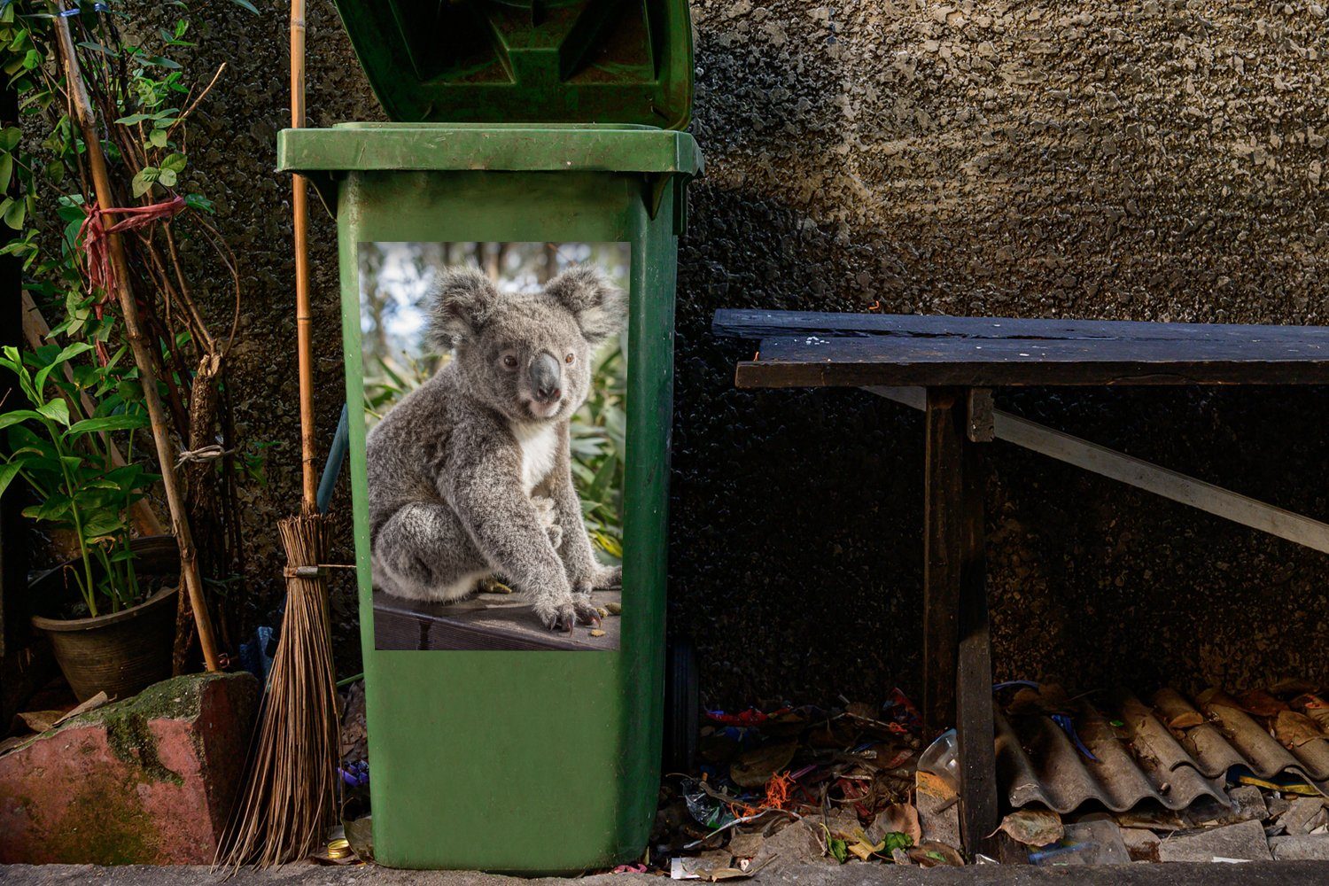 Regal Koala - St), - MuchoWow Pflanzen Mülleimer-aufkleber, Sticker, Wandsticker Mädchen Kinder - Jungen Abfalbehälter - Mülltonne, (1 - Container,