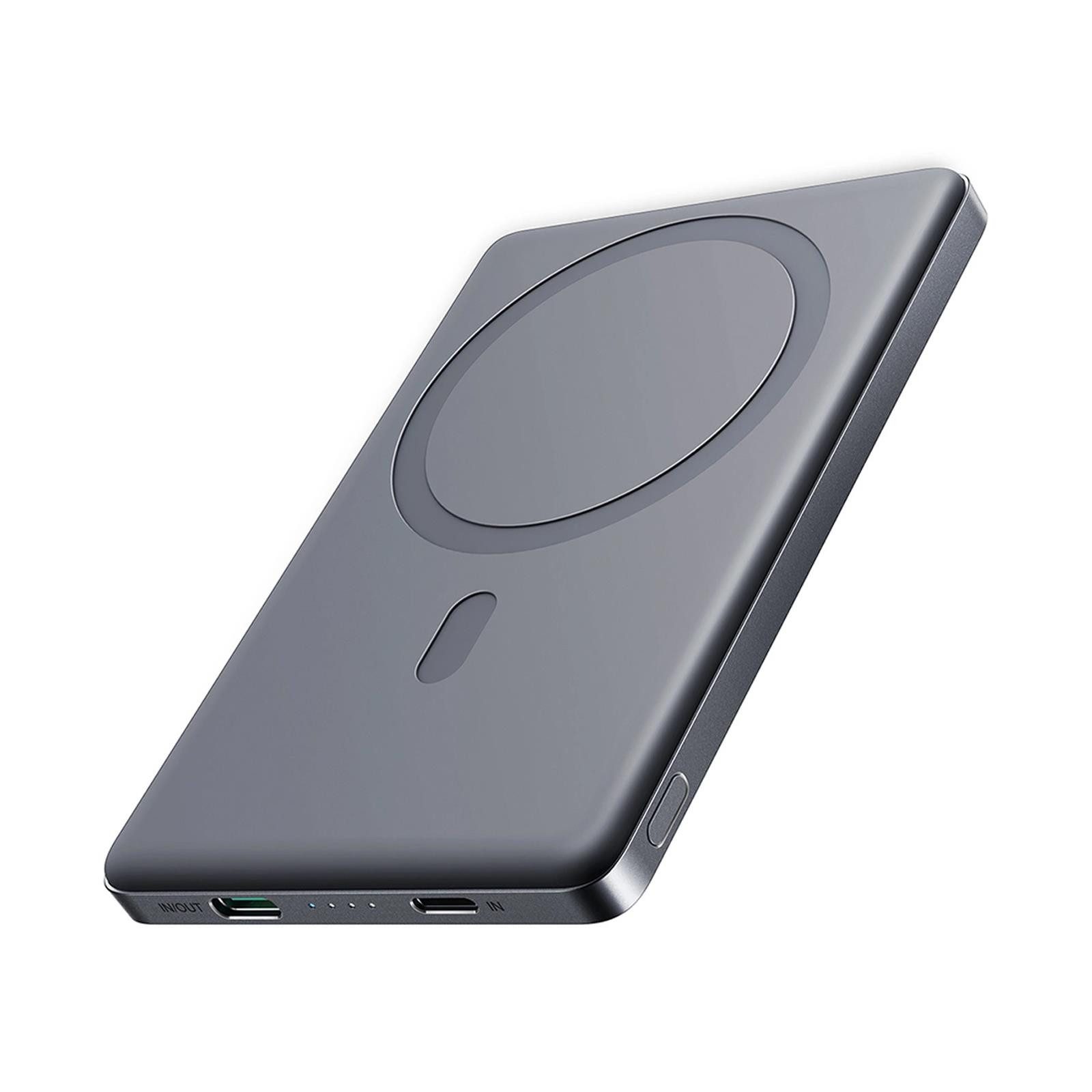 JOYROOM JR-PBM0 MagSafe kompatible Powerbank JR-PBM0 5000 mAh (5 V), Wireless Quick Charge Power Bank USB A und Type C Akku Pack Batterie