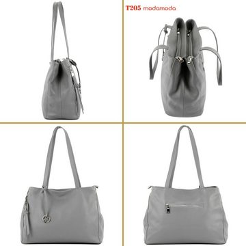 modamoda de Schultertasche T205, Echtleder Handmade in Italy