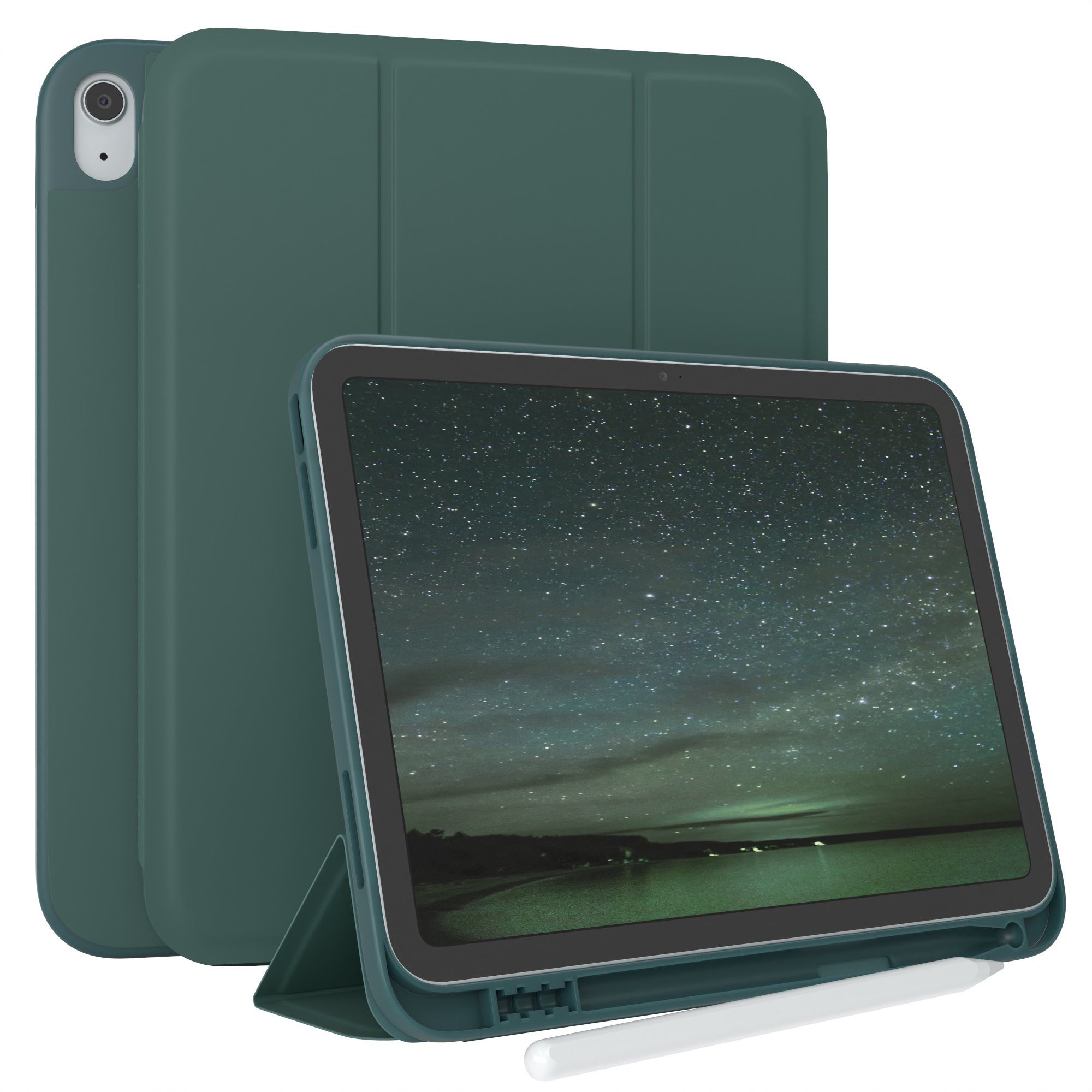 EAZY CASE Tablet-Hülle Penholder Smartcase für Apple iPad 2025 (11. Gen) 11 Zoll, Etui Klapp Cover Schutzhülle Smart Case Sleep Modus Funktion Grün