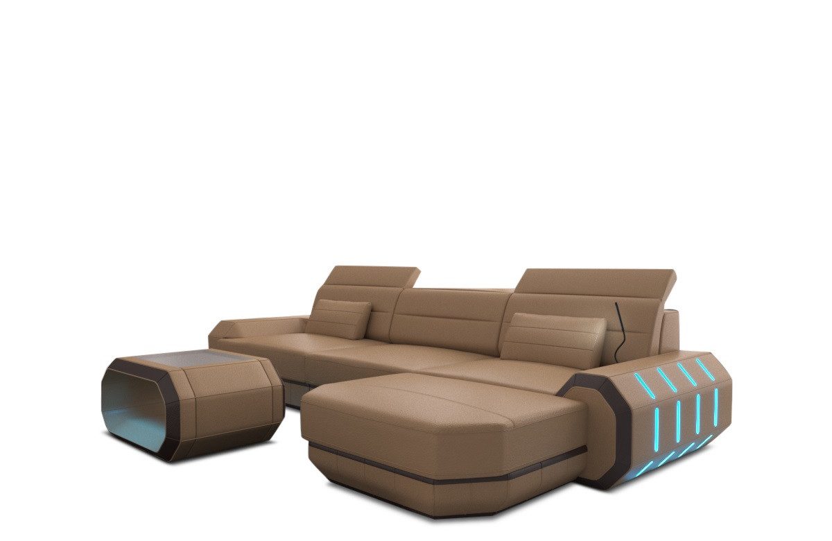 Sofa Dreams Ecksofa Sofa Ledersofa Roma L Form Leder Sofa Ledercouch, Couch, mit LED, wahlweise mit Bettfunktion als Schlafsofa, Designersofa