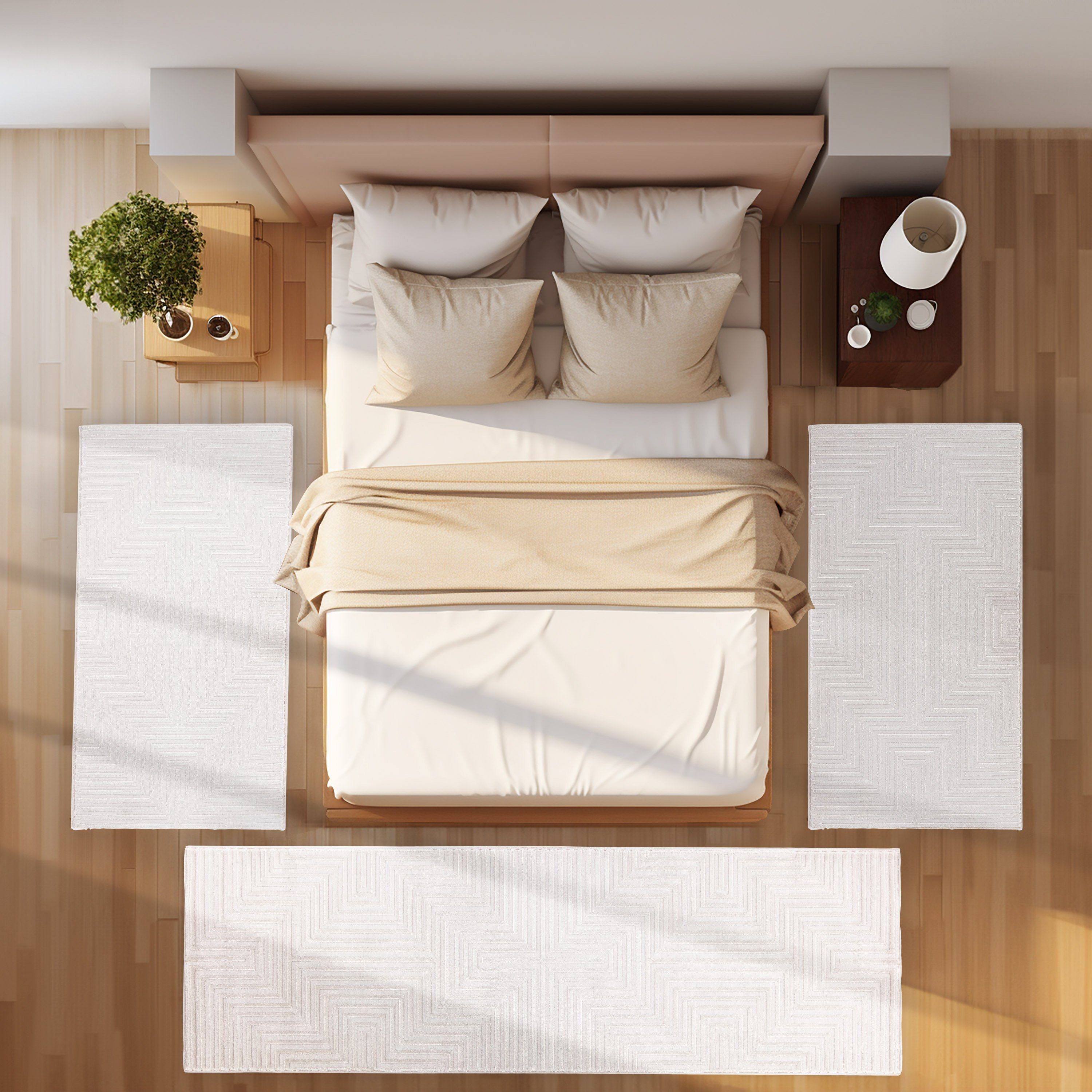 SIMPEX24 Kurzflor-Bettumrandung Geometrisch Design, Höhe 12 günstig online kaufen