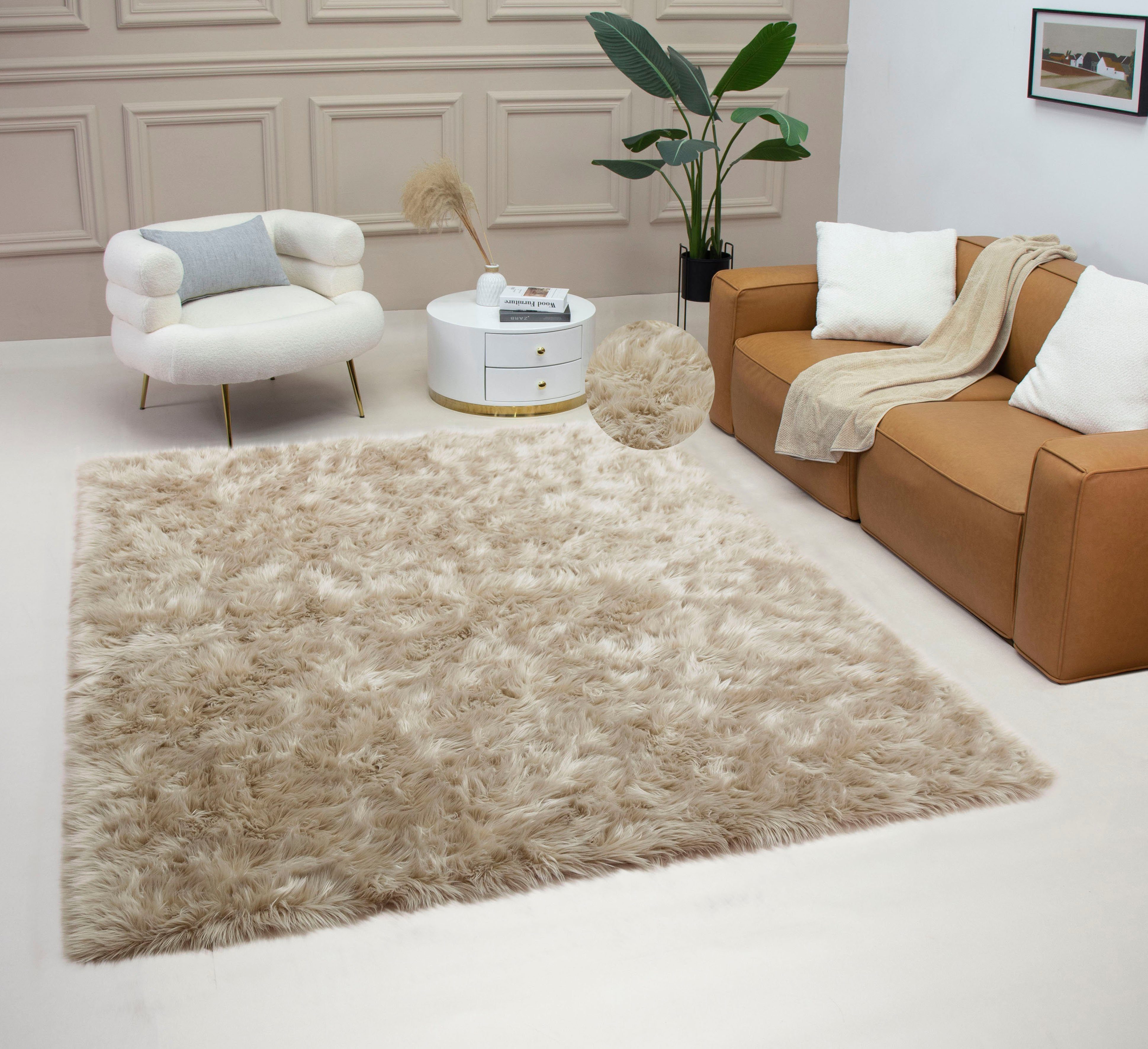 my home Fellteppich Dena, Hochflor Teppiche, günstig online kaufen