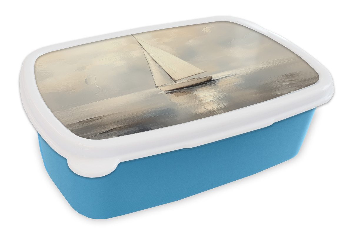 MuchoWow Lunchbox Segelschiff - Meer - Bewölkt, Kunststoff, (2-tlg), Brotdose, Lunchbox, Brotbox für Kinder und Erwachsene