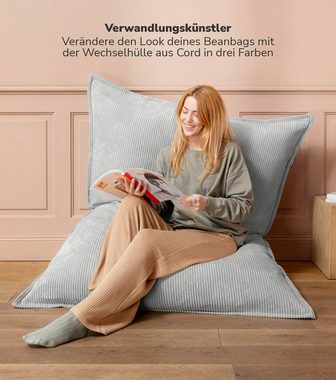 mokebo Sitzsack Bezug Das Kuschel-Cover (nur Cord Cover), Bean Bag Cover, Überzug oder Hülle in Grau, ohne Sitzsack geliefert