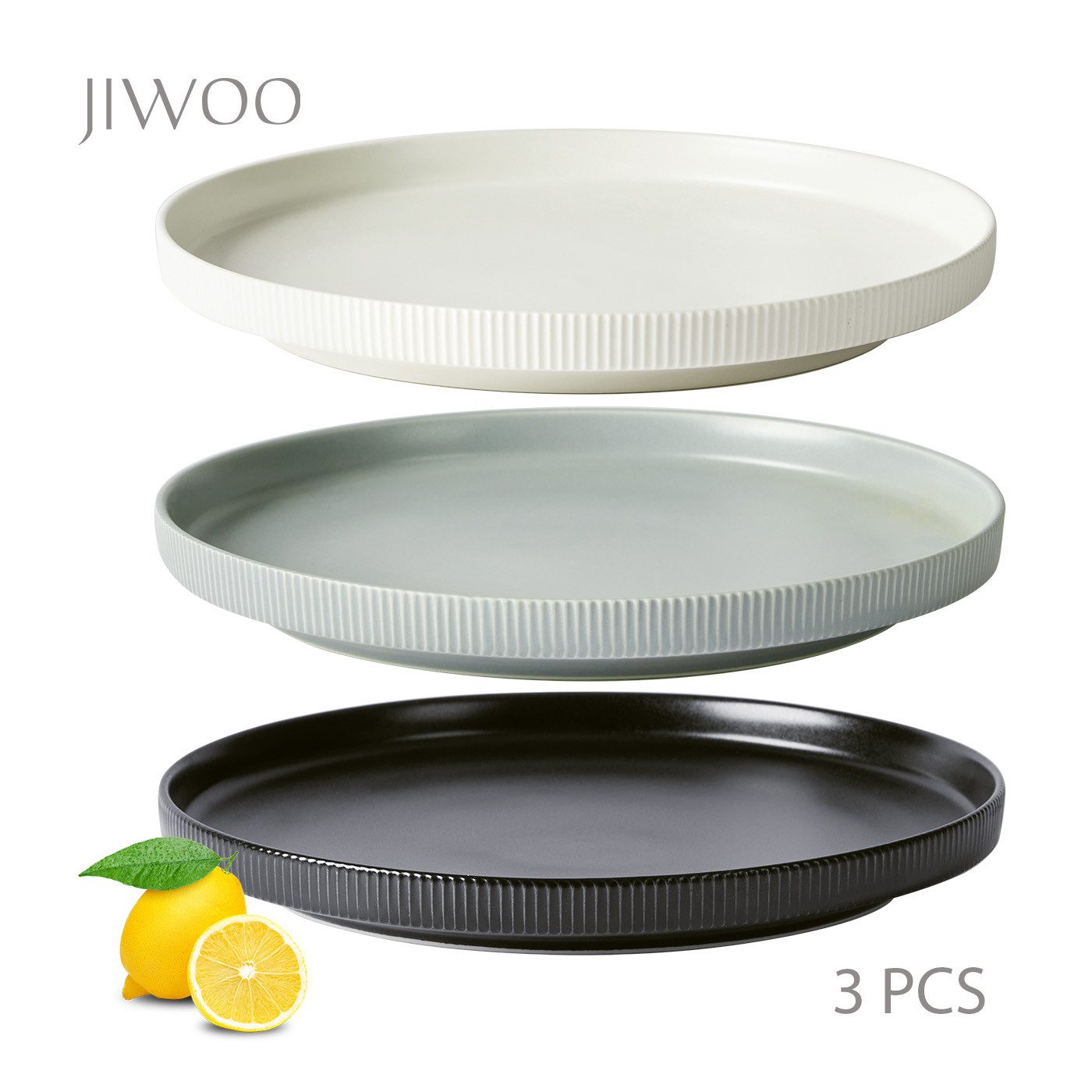 JIWOO Тарелки 4er,Ø25cm,Frühstücksteller,Vorspeisenteller,Salatteller,Gemüseteller, (3 St), Keramik,Mikrowellen-und spülmaschinenfest,Mattglas,Ø25cm