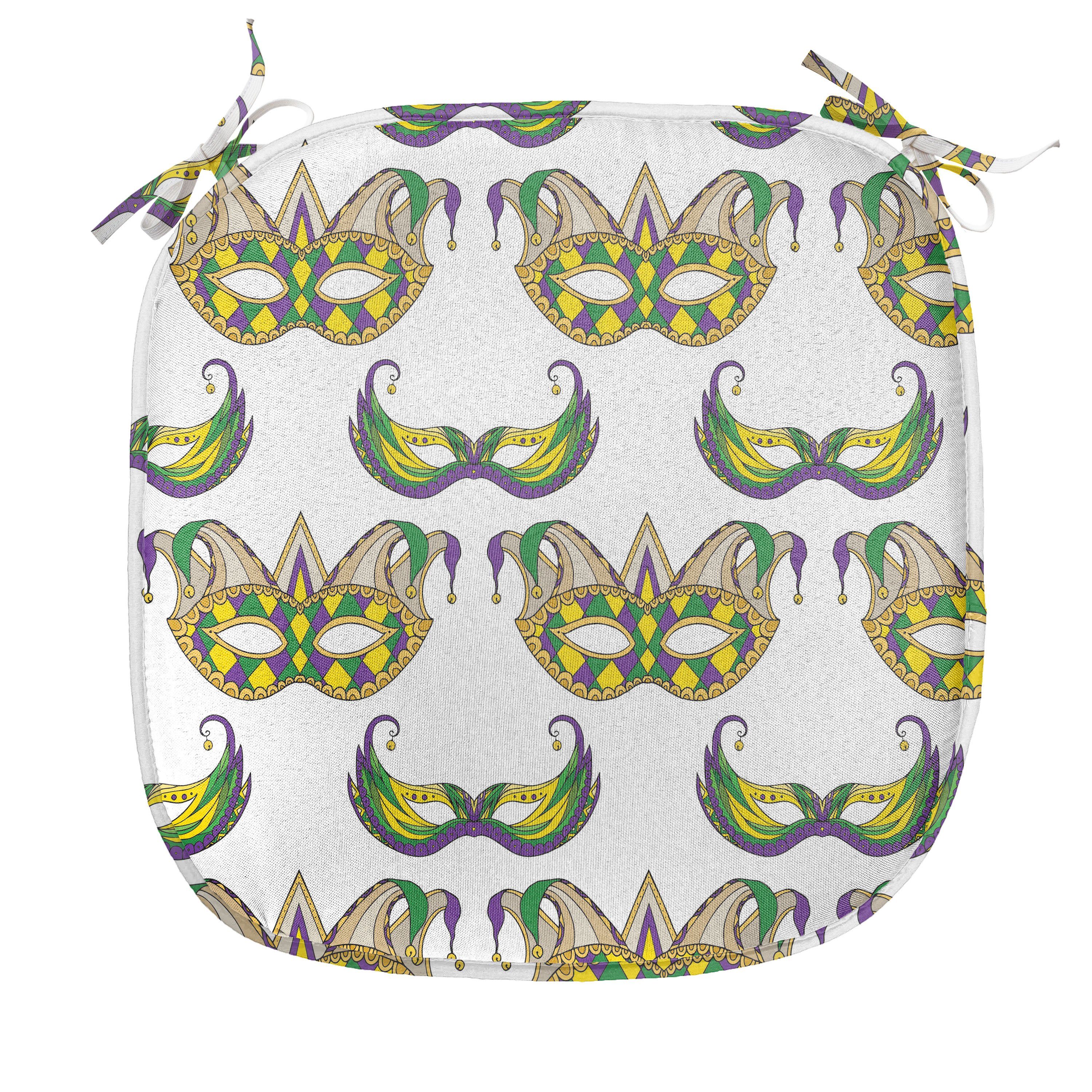 Dekoratives Stuhlkissen für Küchensitze, Mask mit Abakuhaus Kissen Pattern wasserfestes Karneval Riemen