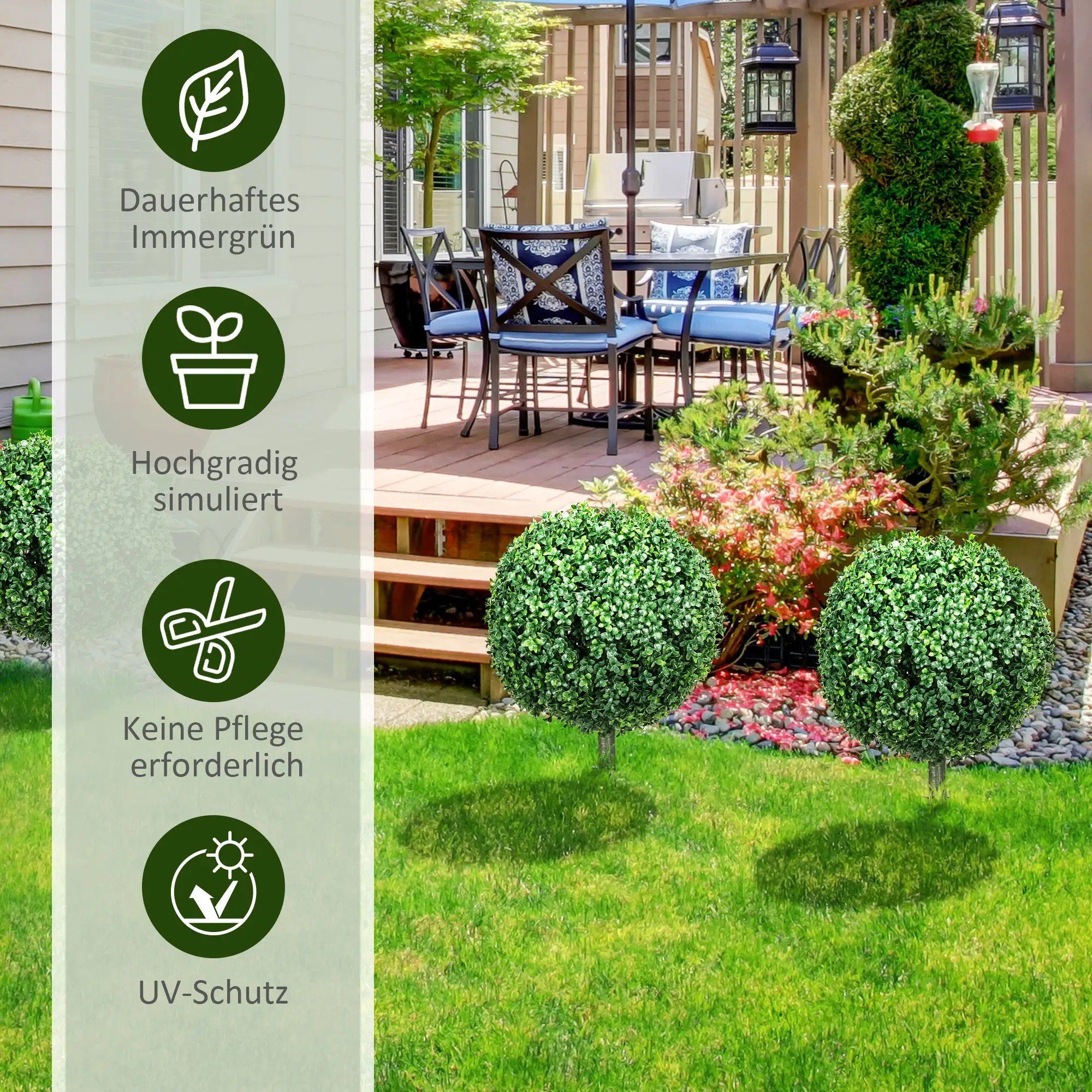 Kunstpflanze 2er Set Künstliche Buchsbaum Kunstpflanze, Runde Fake Plant Bu günstig online kaufen