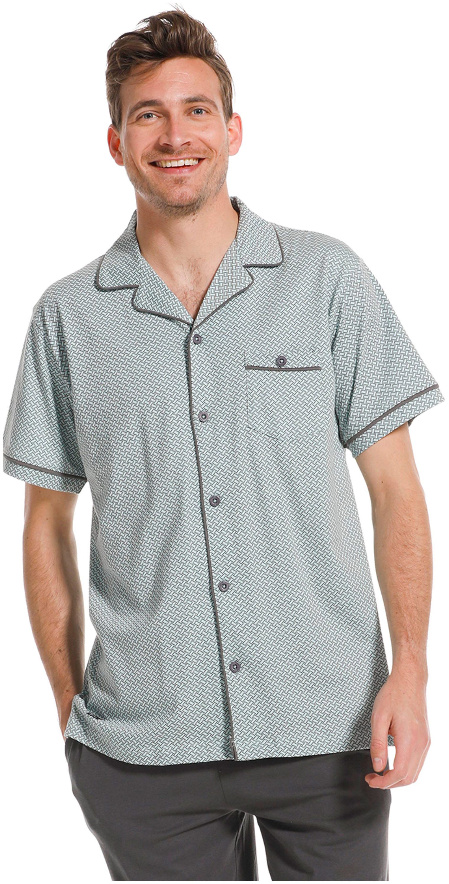 Pastunette Pyjamaoberteil Herren Schlafanzug Oberteil Kurzarm geknöpft (1-t günstig online kaufen