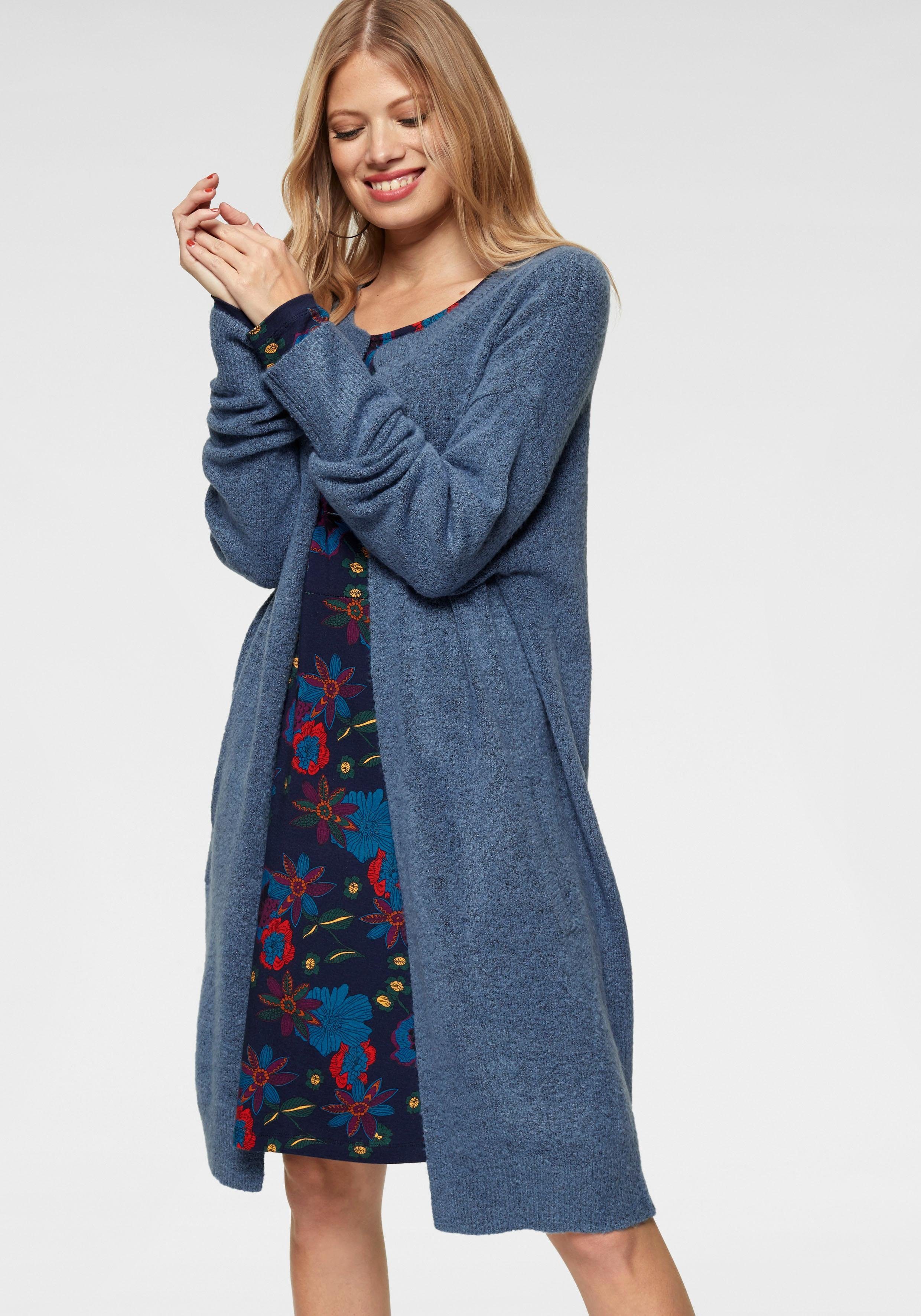 Aniston CASUAL Strickjacke im Oversize Look jeansblau-meliert