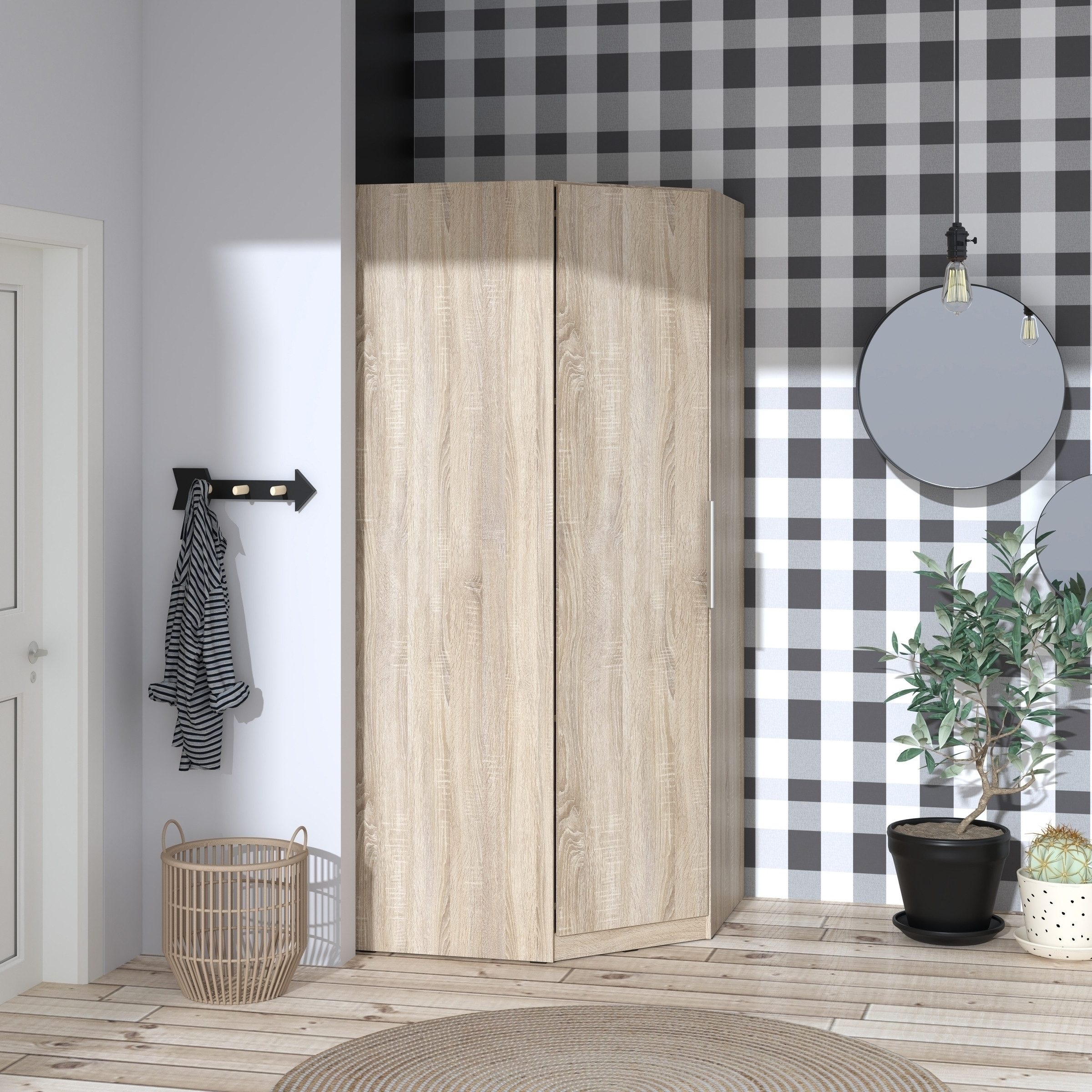 FORTE Eckkleiderschrank in Sonoma Eiche - 94,2x212,9x94,2cm (BxHxT)