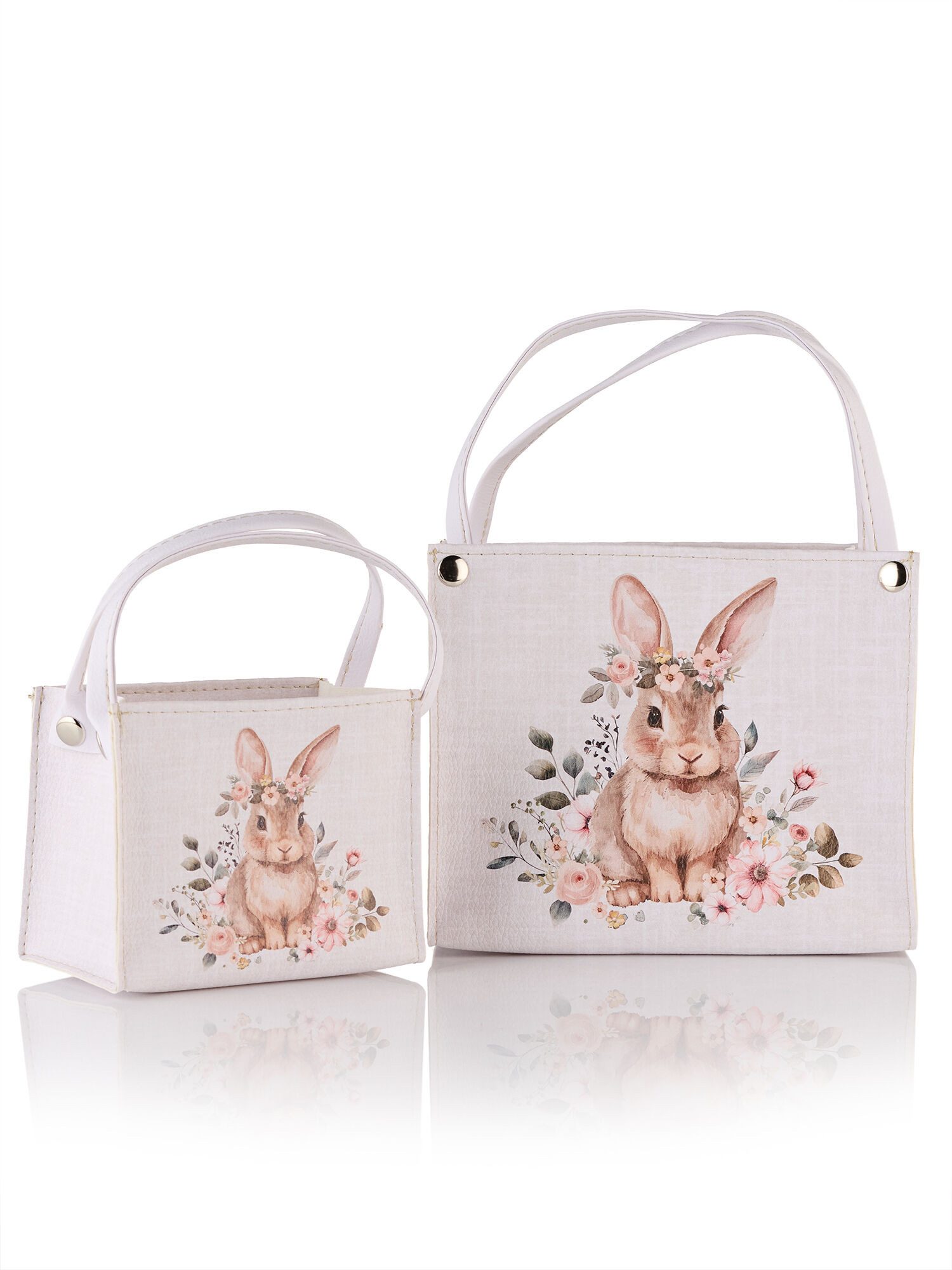 Dekorieren macht glücklich Henkeltasche Stofftasche mit Hasenmotiv, 2er-Set (2er-Set), in zwei Größen, frühlingshafte Osterdeko, wiederverwendbar & stabil