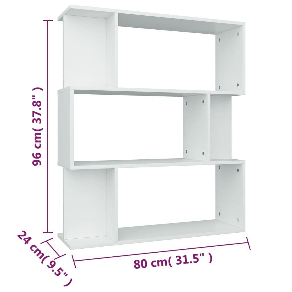 80x24x96 Weiß Bücherregal furnicato cm Holzwerkstoff Bücherregal/Raumteiler