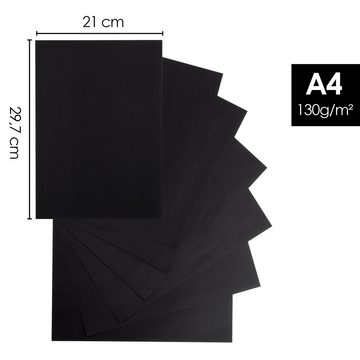 OfficeTree Transparentpapier OfficeTree 120 Blatt Bastelpapier schwarz - Tonpapier A4 130g/m², Tonpapier A4 130g/m zum Basteln und Gestalten