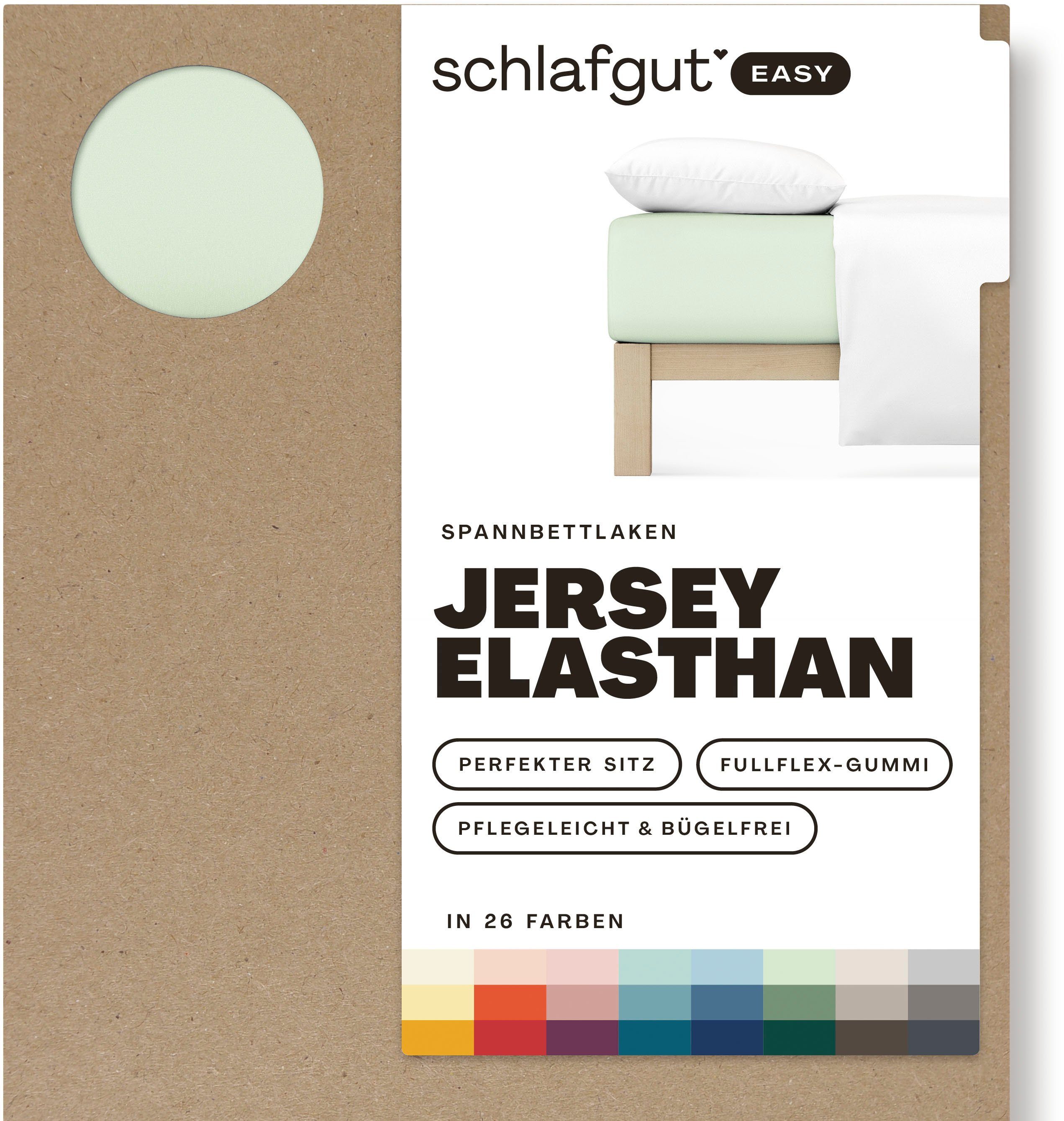 Spannbettlaken EASY Jersey Elasthan, Schlafgut, Jersey, Gummizug: rundum, (1 Stück), MADE IN GREEN by OEKO-TEX®