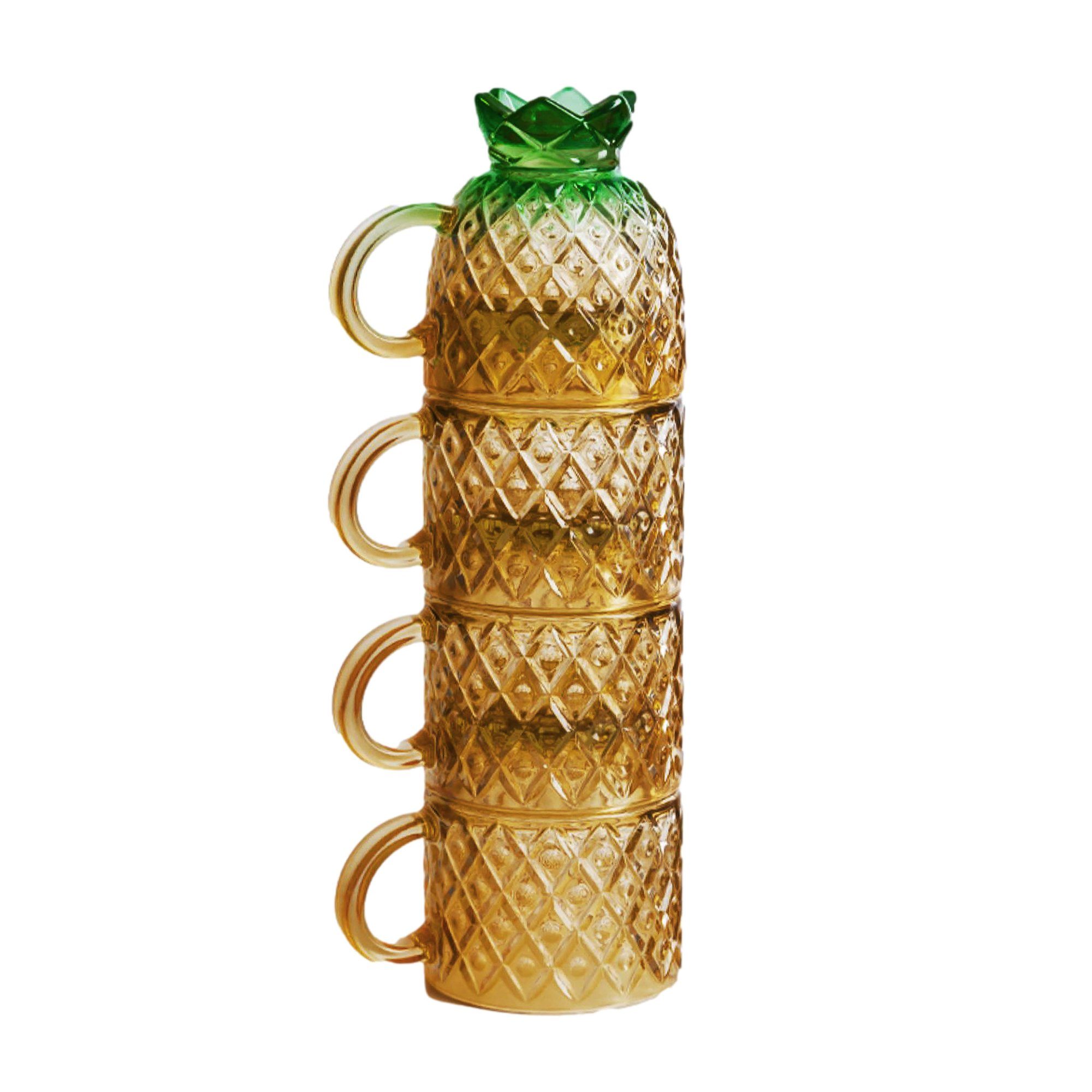 Glas Glas-Set, stapelbar, Wasserglas, Saftglas, Ananasform,kreativ,Geschenk