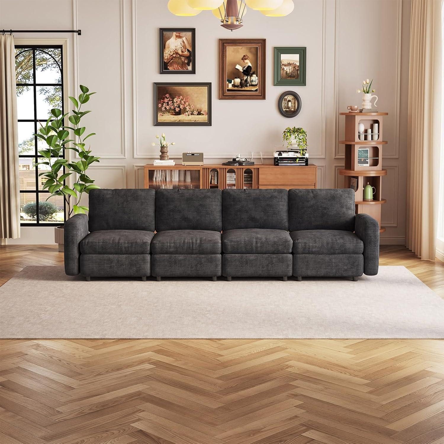 LuxusKollektion Wohnlandschaft Samtsofa Stauraumhocker Fußhocker Module Polster 4-sitzer Ohne Hocker, Sofa U-form