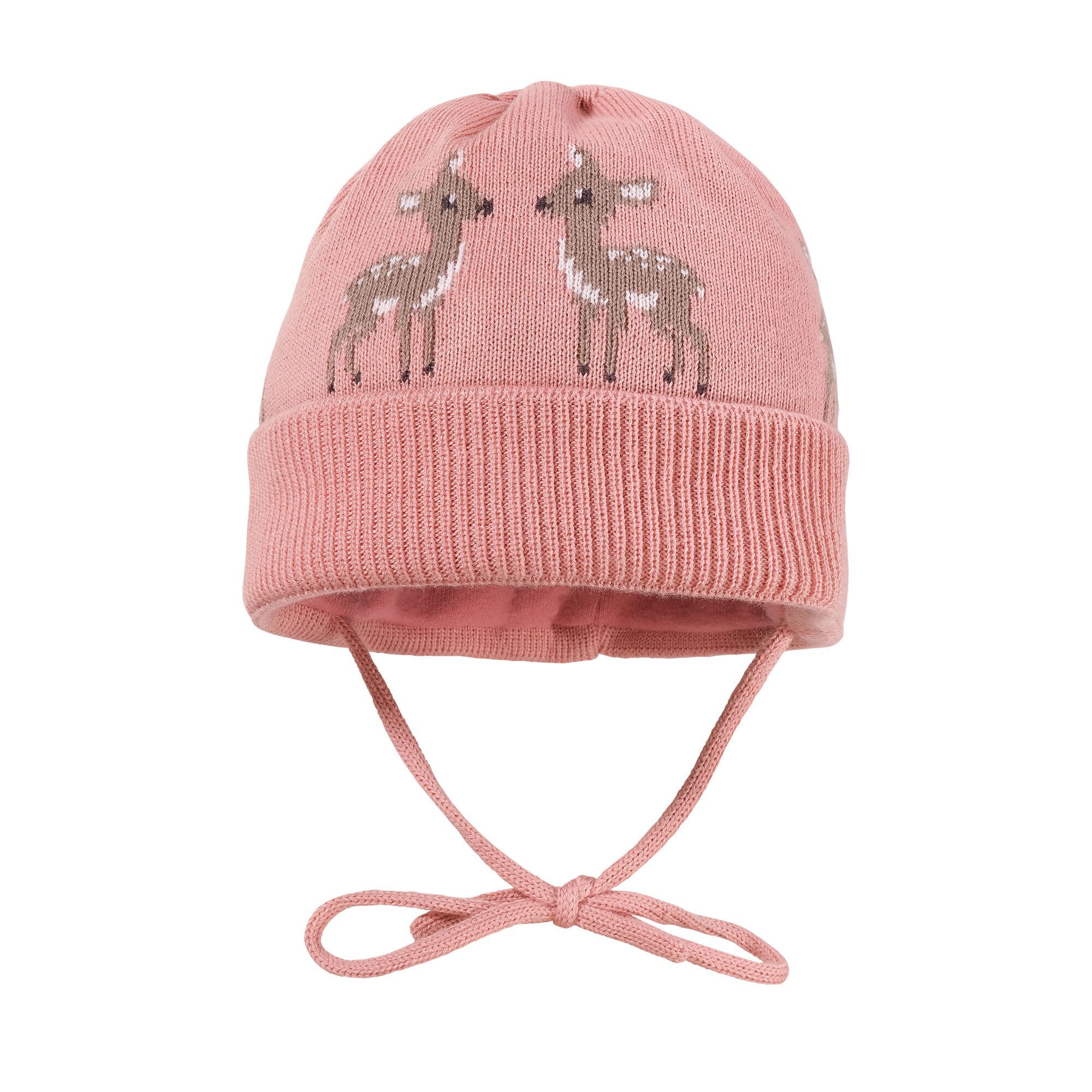Strickmütze BABY GIRL-Umschlagmütze, Reh Band