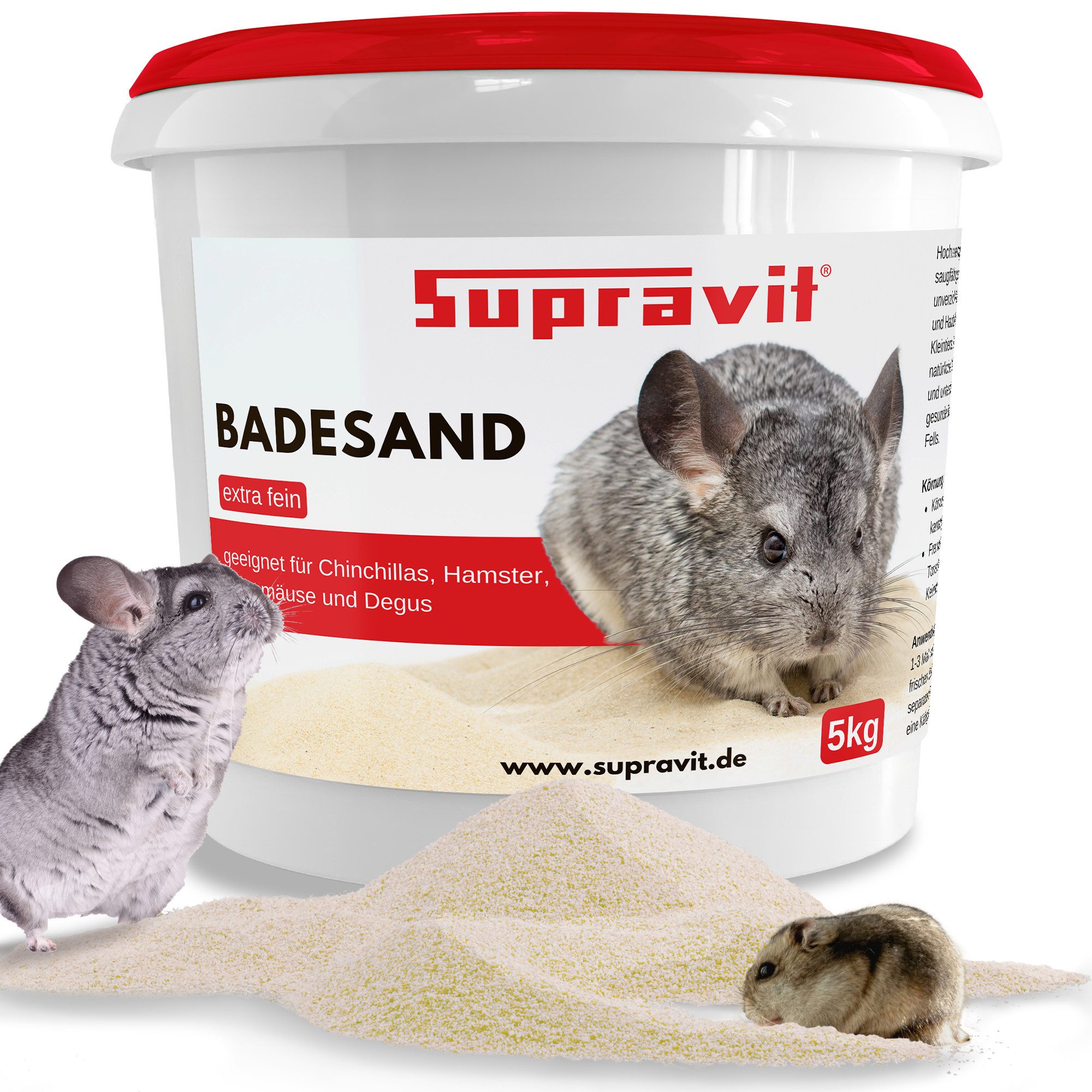 Supravit Badesand Chinchilla Badesand 5kg - Fellpflege & Mineraliensand ph-neutral