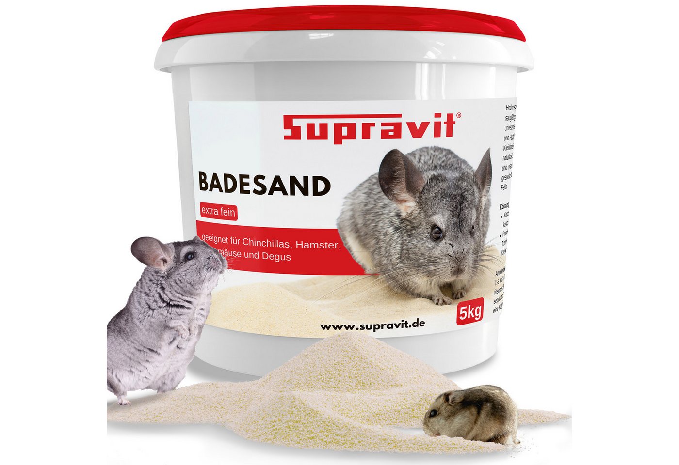Supravit Badesand Chinchilla Badesand 5kg - Fellpflege & Mineraliensand ph-neutral