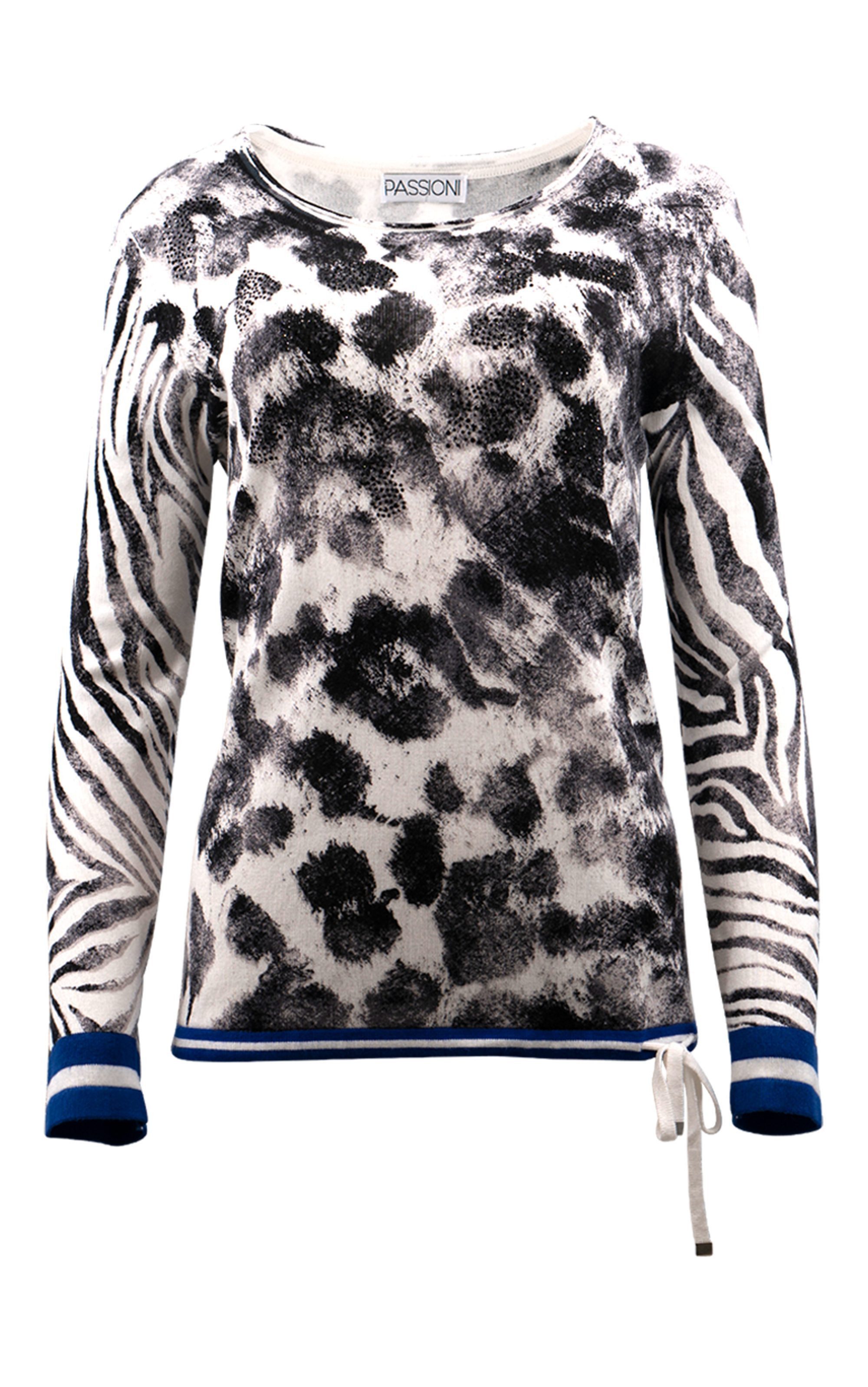 Passioni Strickpullover mit Animal-Mustermix günstig online kaufen