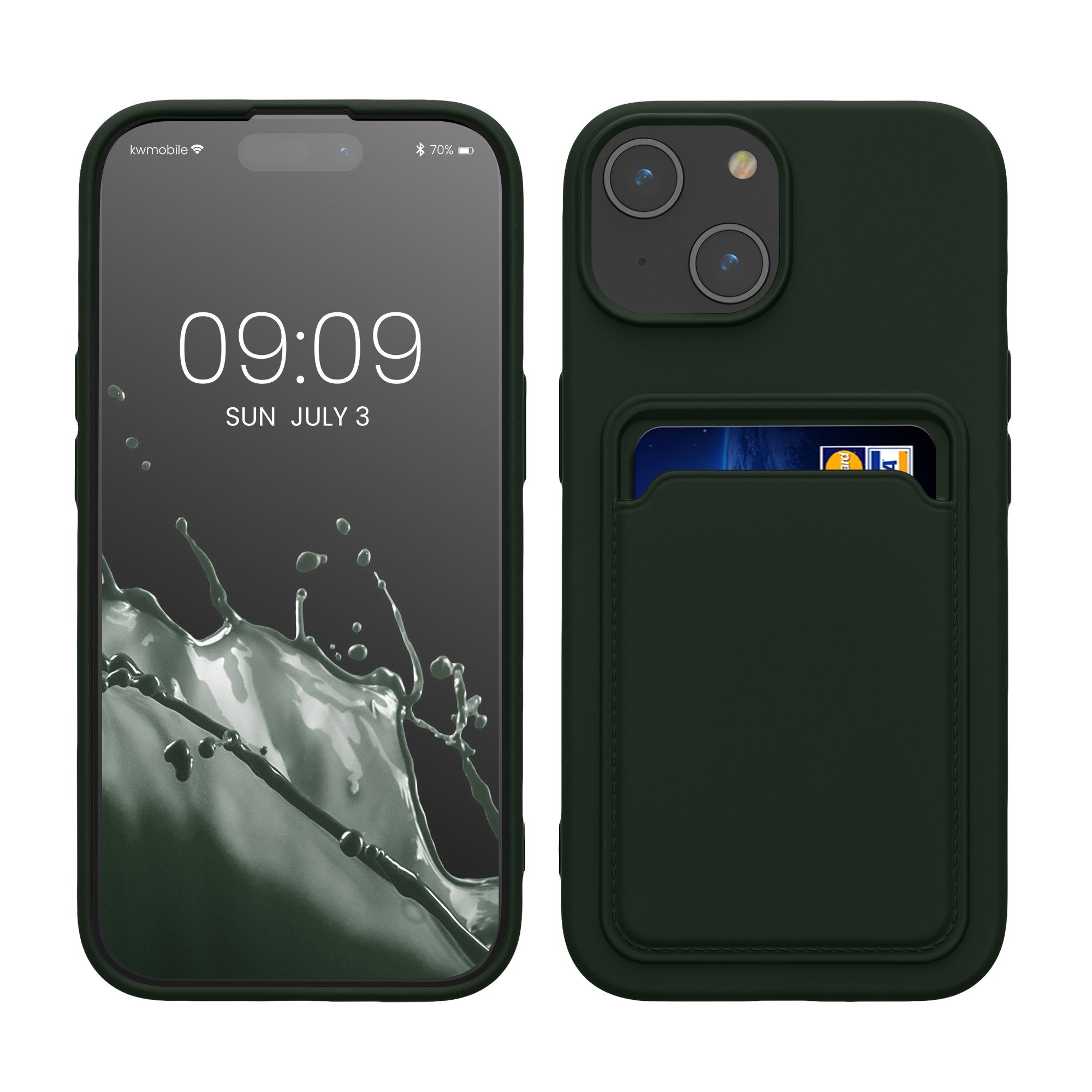 kwmobile Handyhülle Hülle für Apple iPhone 15, Handyhülle mit Fach für Karten - Handy Cover Case