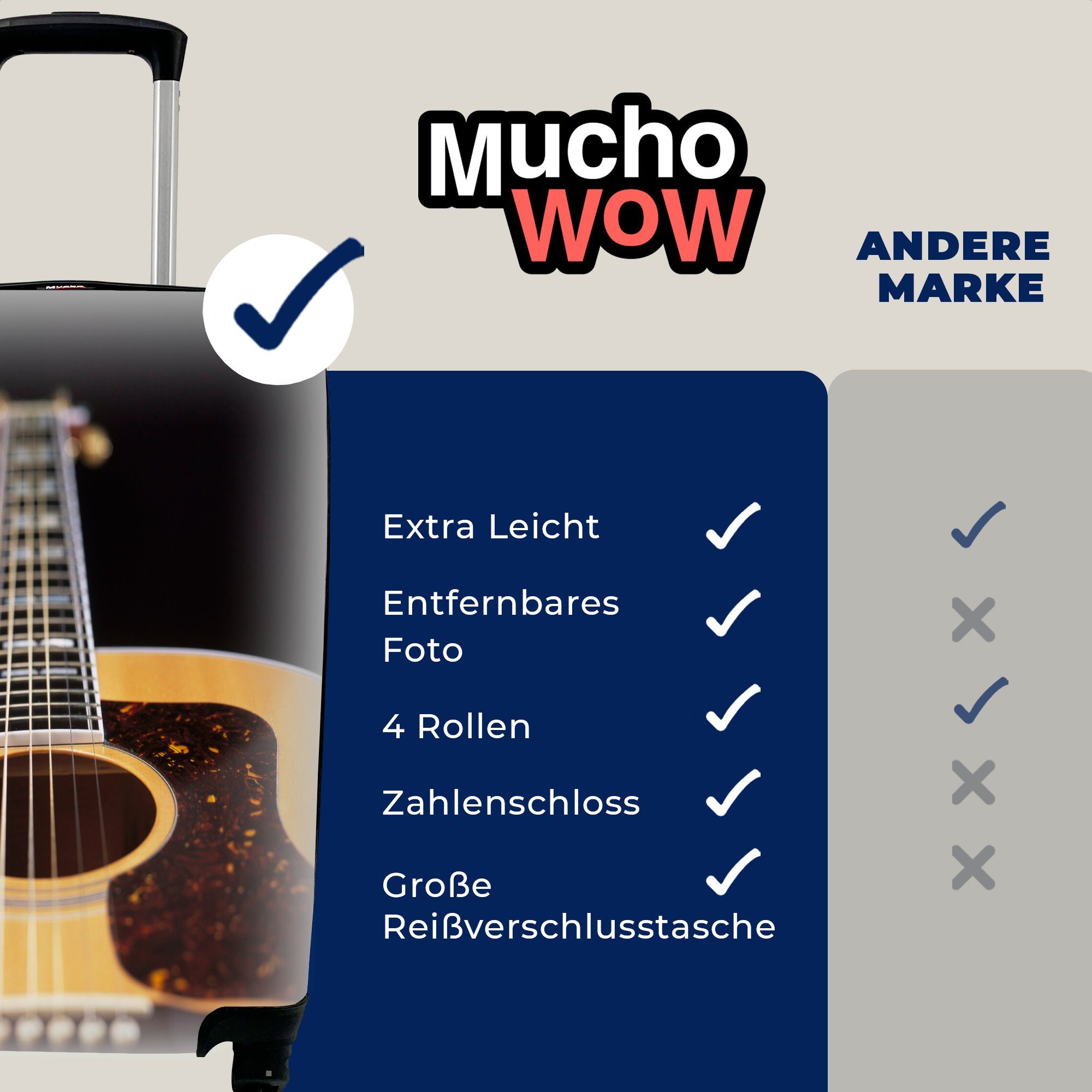 MuchoWow Handgepäckkoffer 4 Gitarre, Eine Reisekoffer für Rollen, rollen, Trolley, mit Ferien, Reisetasche liegende akustische Handgepäck