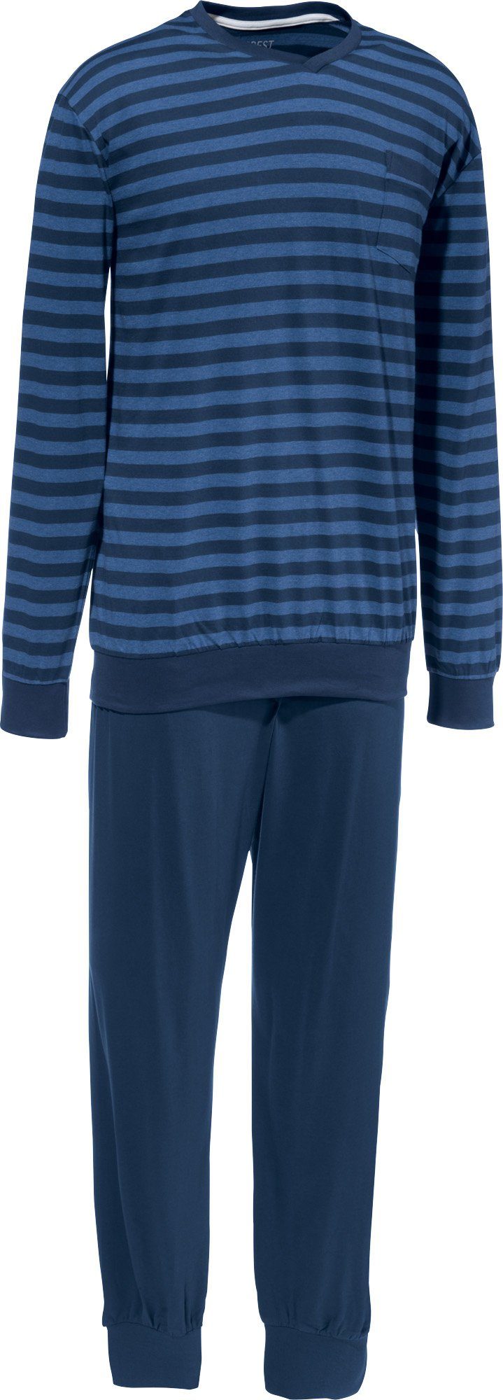 REDBEST Pyjama Herren-Schlafanzug Single-Jersey Streifen
