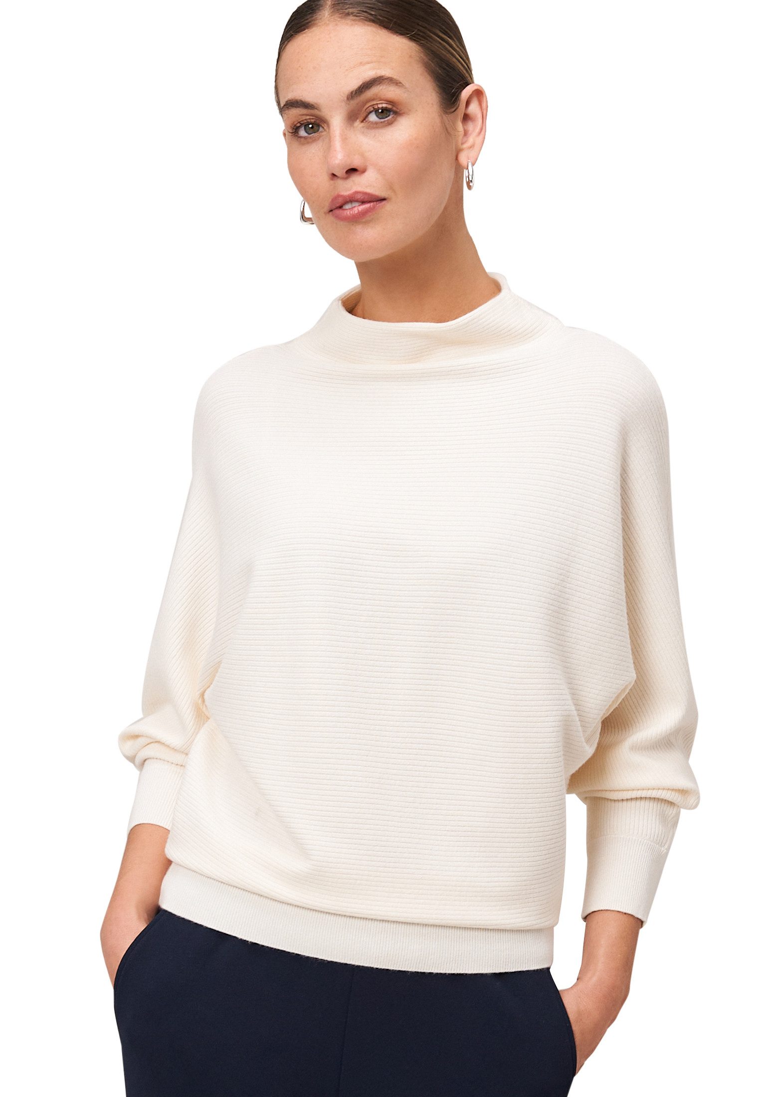 Zero Strickpullover Damen strukturiert mit Stehkragen (1-tlg) Plain/ohne De günstig online kaufen
