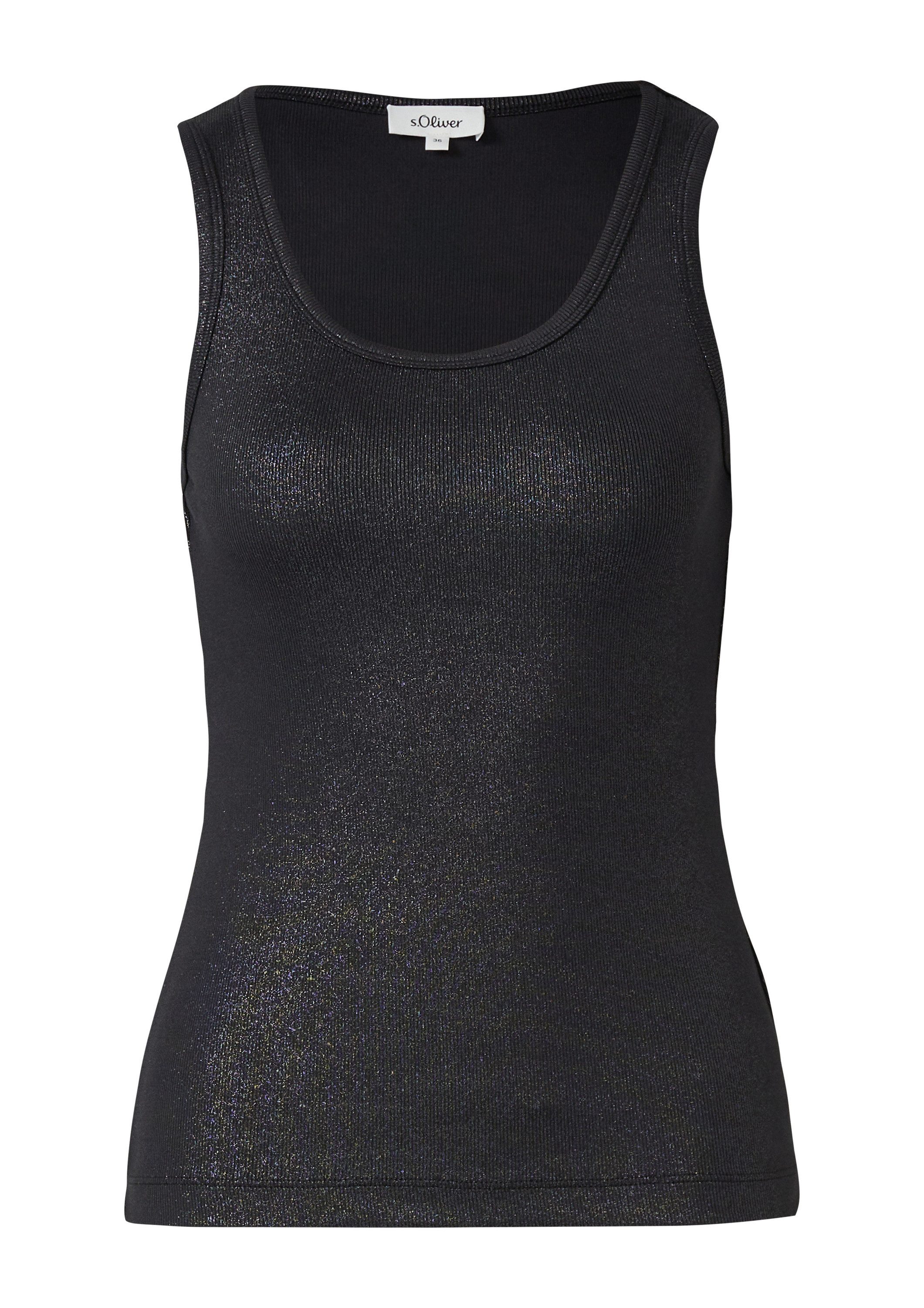 s.Oliver Muscleshirt T-Shirt Geripptes Tank-Top mit glitzerndem Coating günstig online kaufen