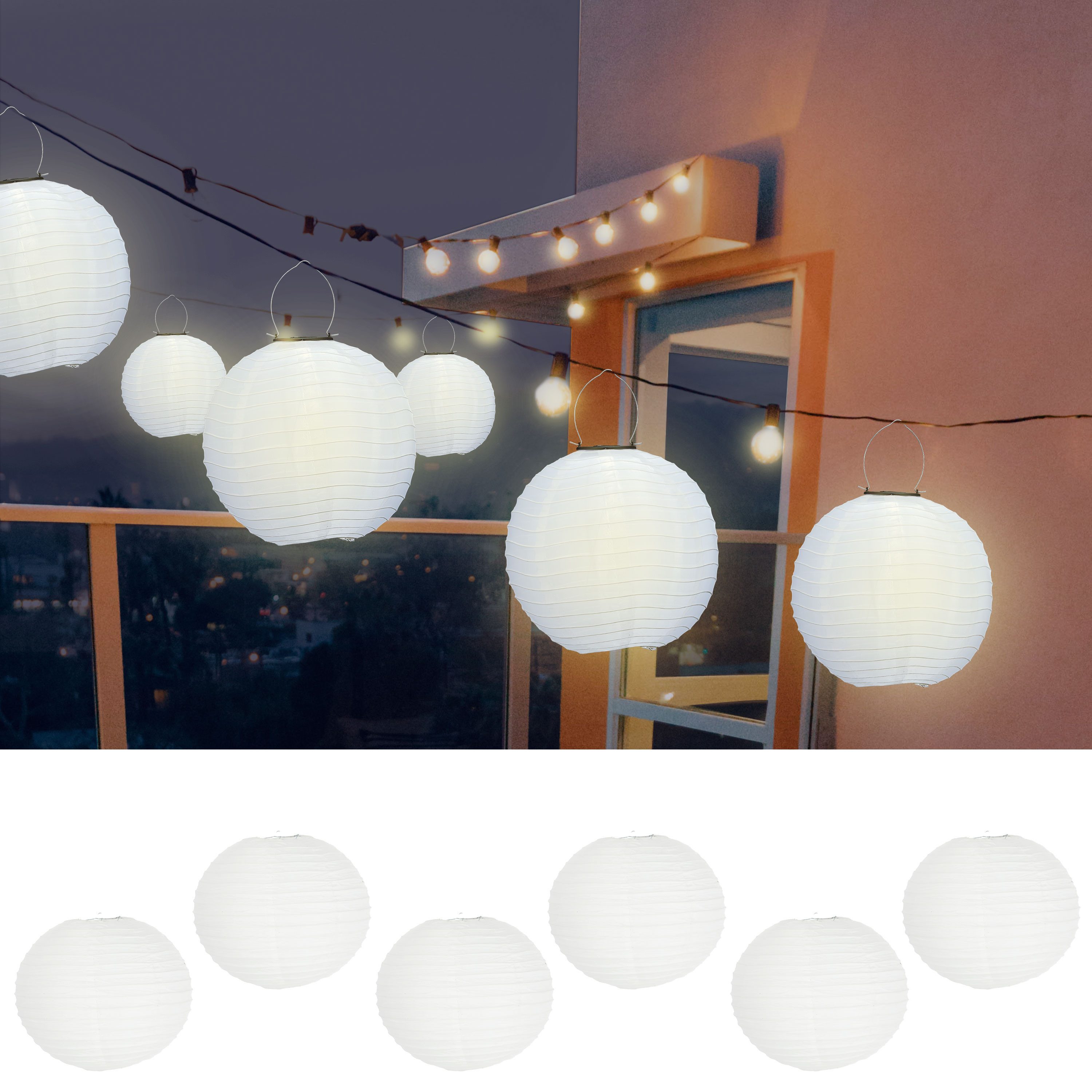 CEPEWA Lampion Papierlampion 6er Set Papier Ø30cm weiß Laterne Lampion Ballon Deko