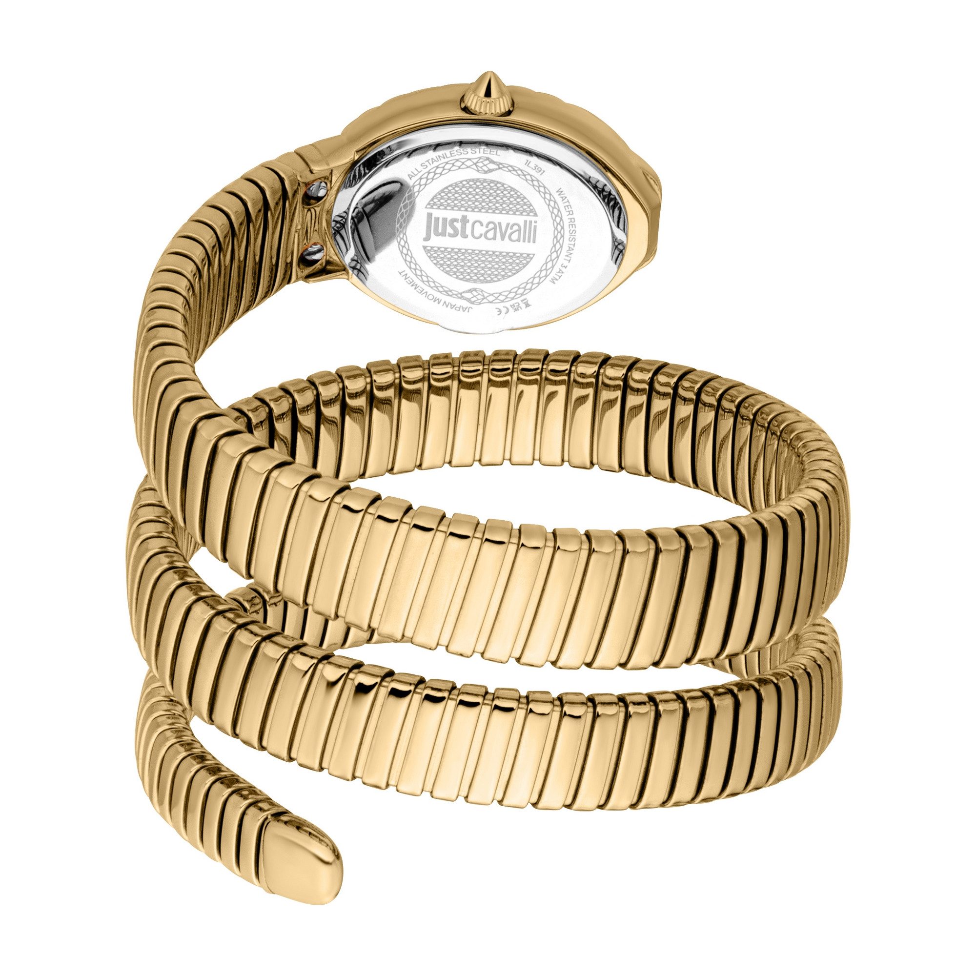 Just Cavalli Time Quarzuhr Signature Snake JC1L391M0025, Armbanduhr, Damenuhr, Edelstahlarmband, analog, Kristallsteine