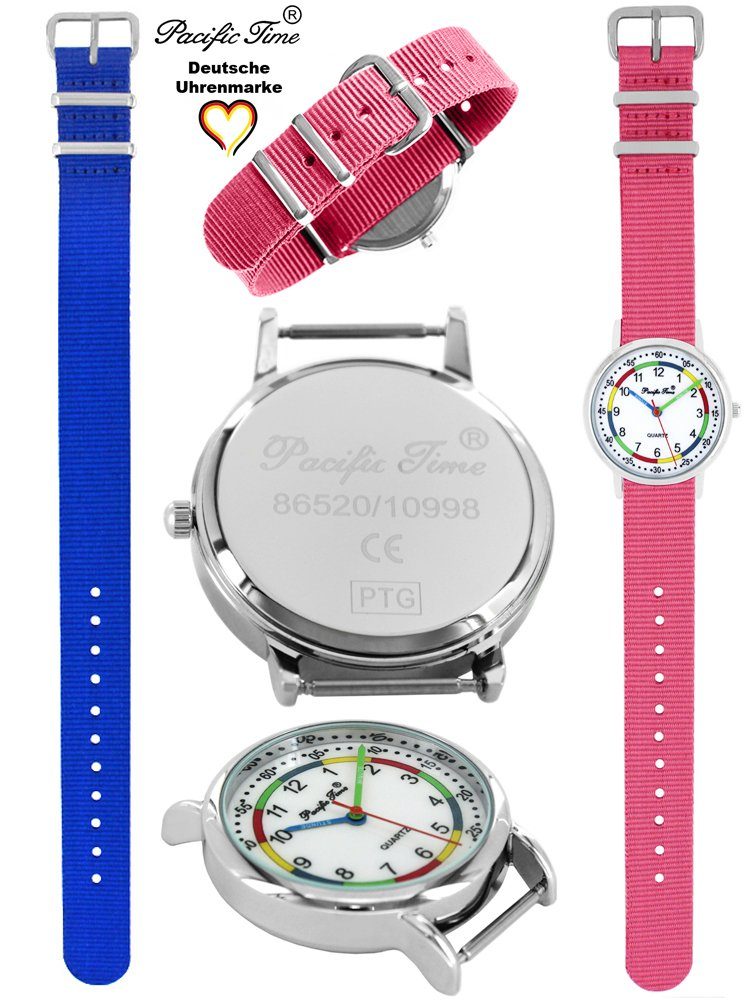 und rosa Quarzuhr Lernuhr Kinder Versand - Armbanduhr Set und Design Gratis Mix Time Match First Wechselarmband, Pacific royalblau