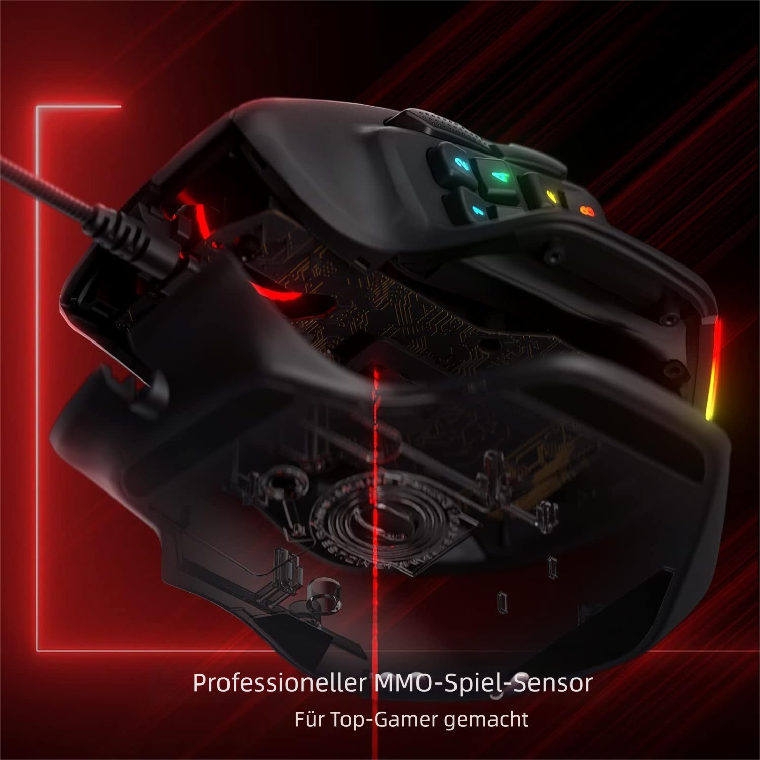Redragon M811 Gaming Maus kabelgebunden, 15 Tasten, RGB, 12400 DPI Gaming-Maus (Kabelgebunden, Ergonomische MMO Maus mit 5 DPI-Stufen und Software-Anpassung)