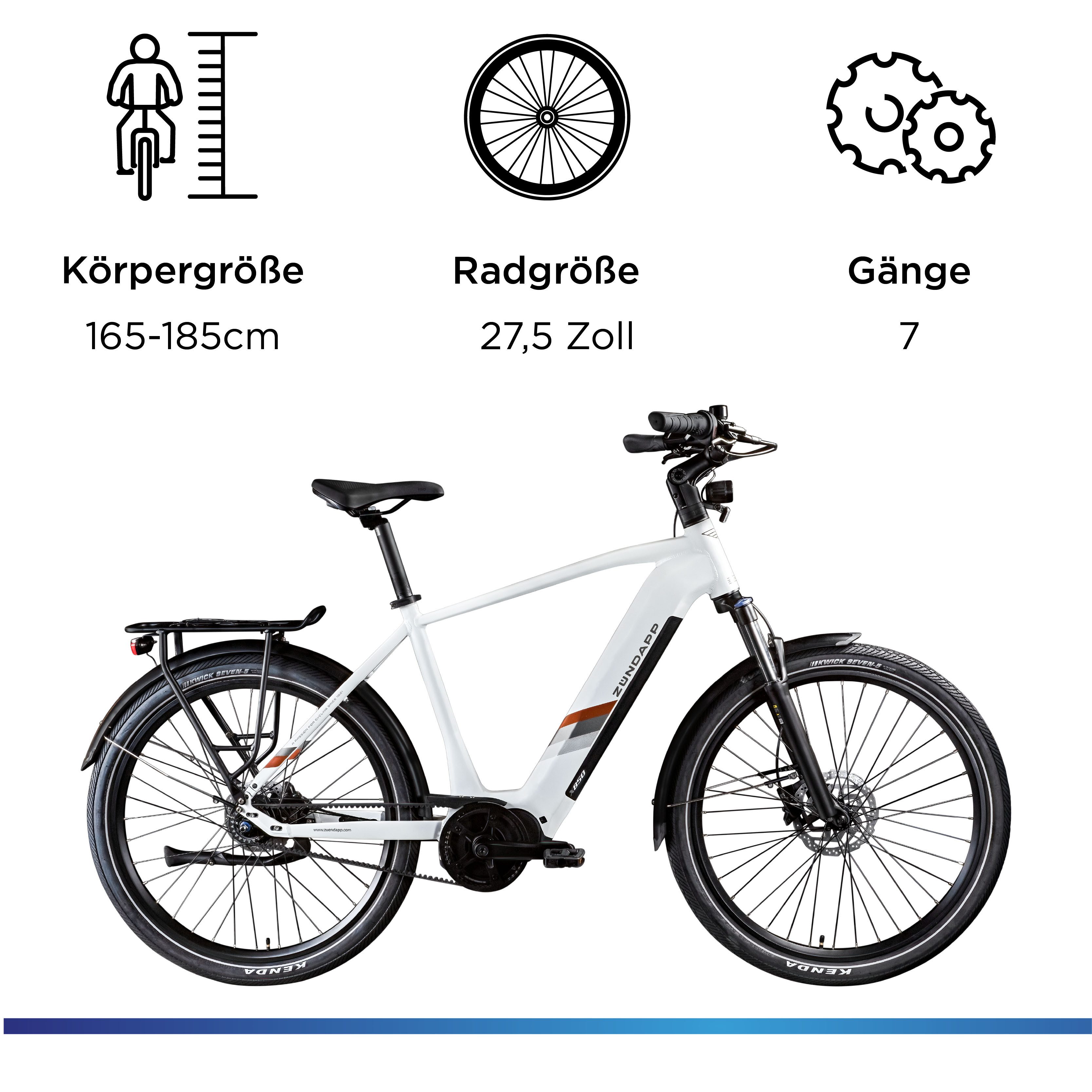 Zündapp E-Bike Trekkingrad X850, 7 Gang, Nabenschaltung, Mittelmotor, 550 Wh, Pedelec, Elektrofahrrad für Damen und Herren