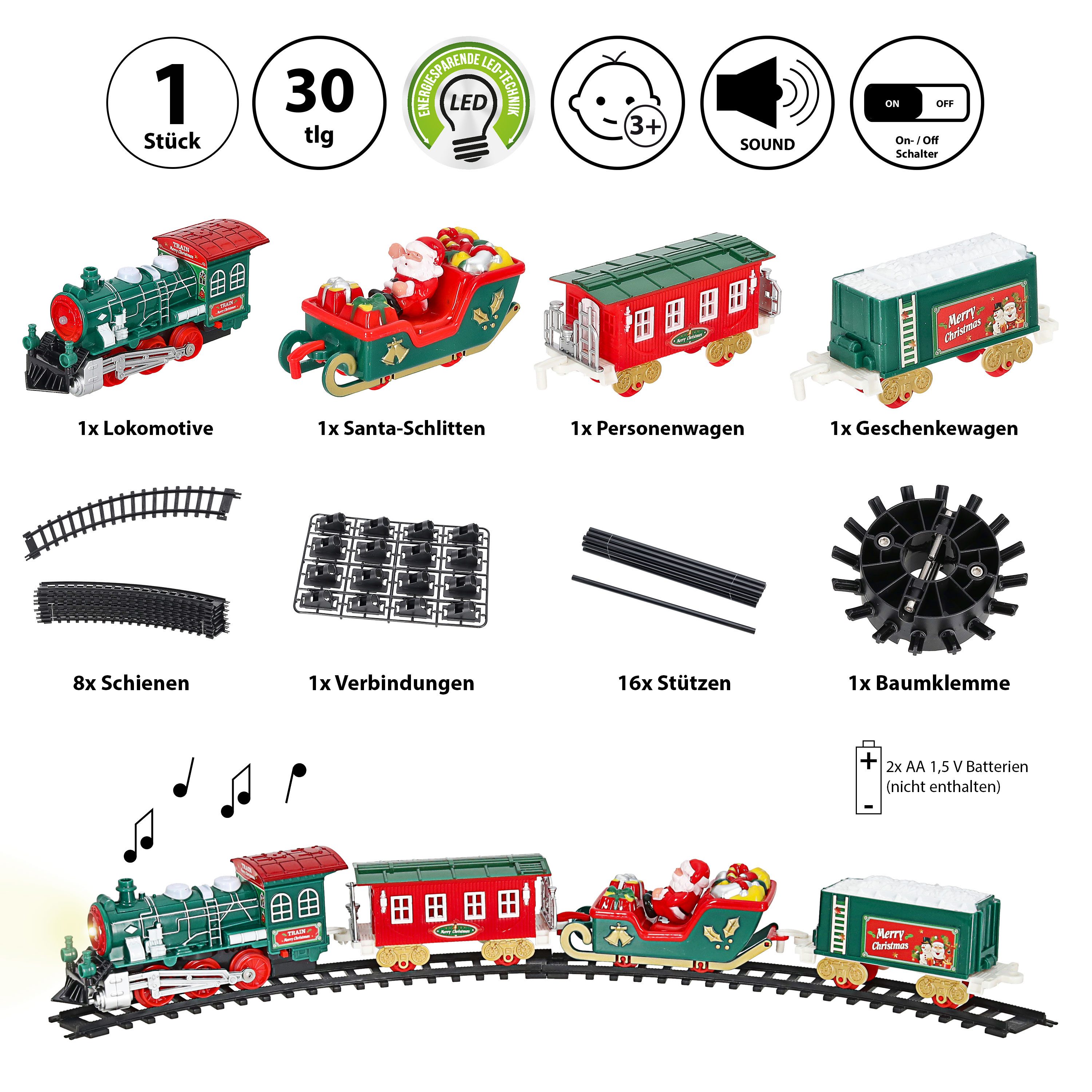 CEPEWA Spielzeug-Eisenbahn Weihnachtszug für Tannenbaum Ø80cm PE Licht Soun günstig online kaufen
