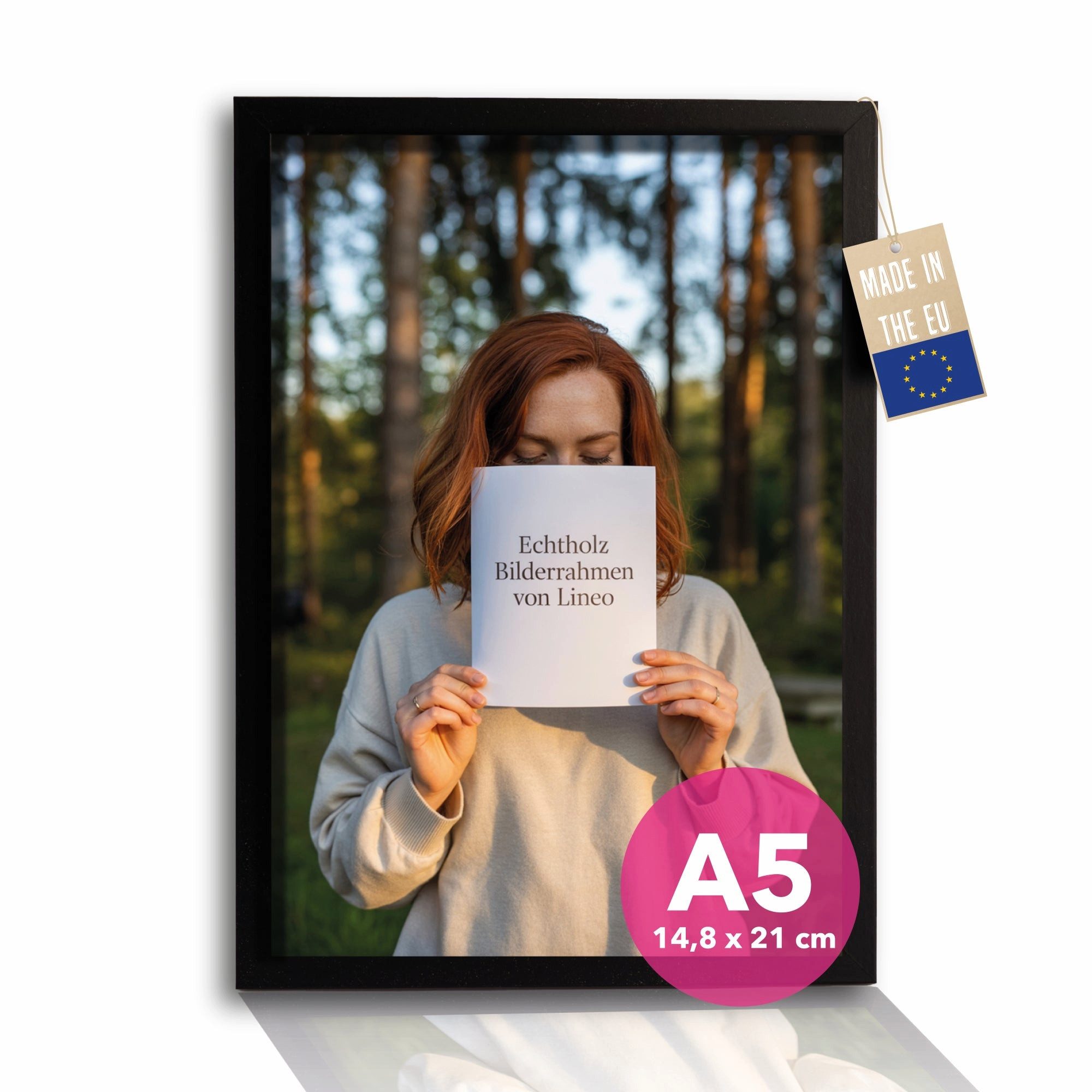 Lineo Bilderrahmen Rahmen aus Holz für Fotos, Kunstdrucke & Poster, (1 St), Stilvoller Fotorahmen für besondere Momente