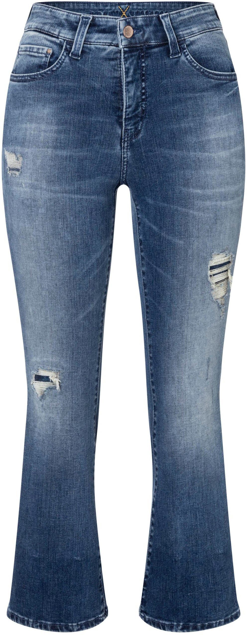 MAC 3/4-Jeans Dream Kick Saum modisch verkürzt und leicht ausgestellt dark blue washed | Stretchjeans