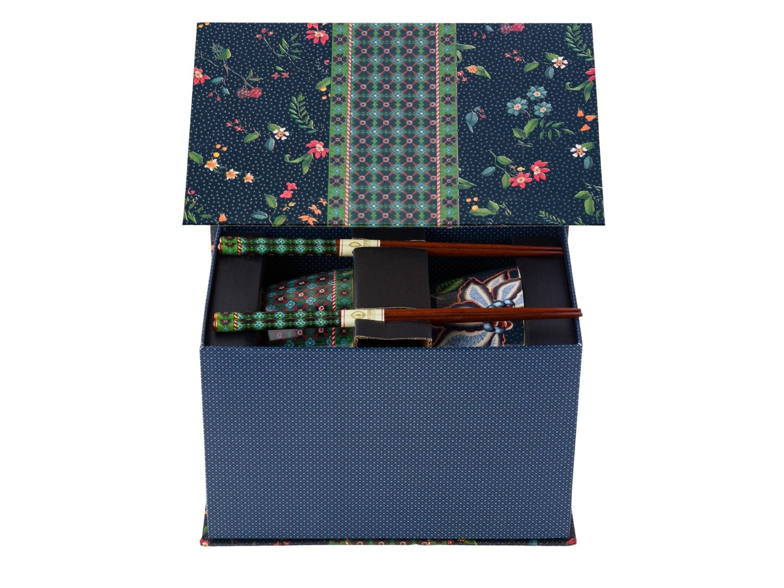 PiP Studio Geschirr-Set Flower Festival Oriental Geschenkset Schalen u. Essstäbchen, Porzellan