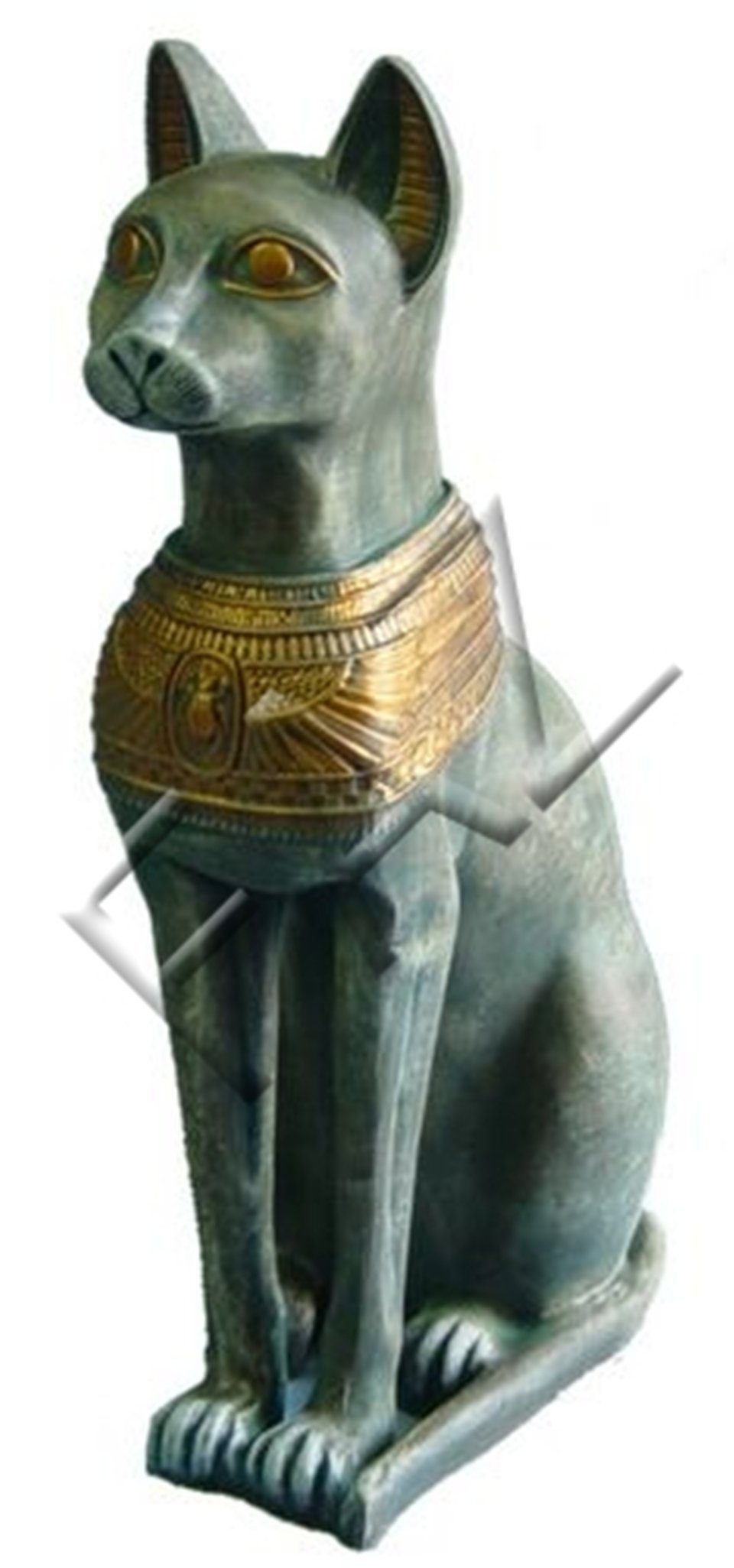 Katze Statue Dekofigur Skulptur Ägyptische Figuren Figur Grau Skulpturen JVmoebel Design