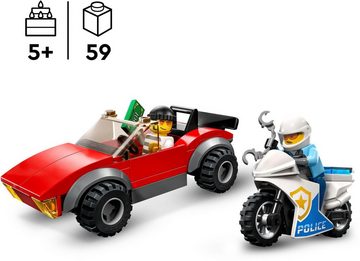 LEGO® Konstruktionsspielsteine Verfolgungsjagd mit dem Polizeimotorrad (60392), LEGO® City, (59 St), Made in Europe