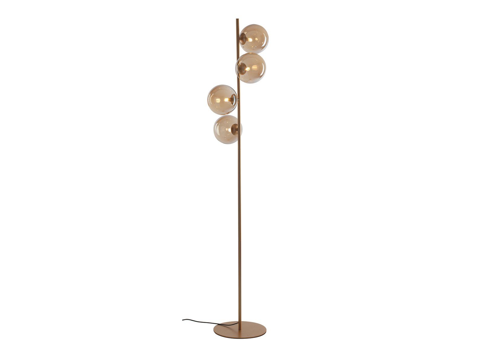 ECO-LIGHT LED Stehlampe, Dimmfunktion, LED wechselbar, Warmweiß, ausgefallene moderne Bauhaus Lampe, 4 Glas-kugeln gold-en, dimmbar