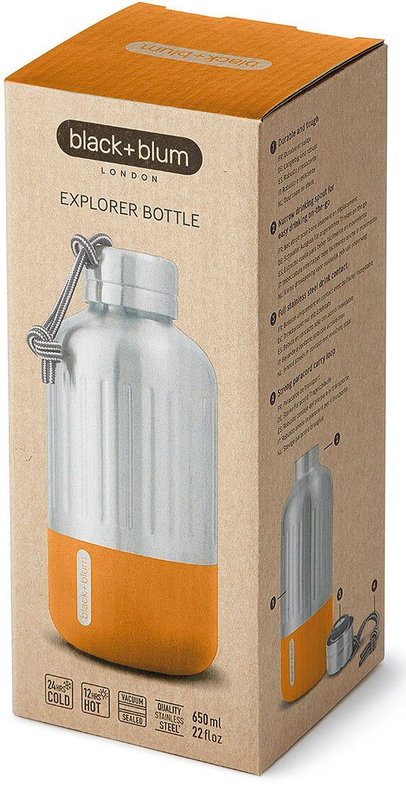 black+blum Isolierflasche Explorer, Edelstahl, 650 orange ml