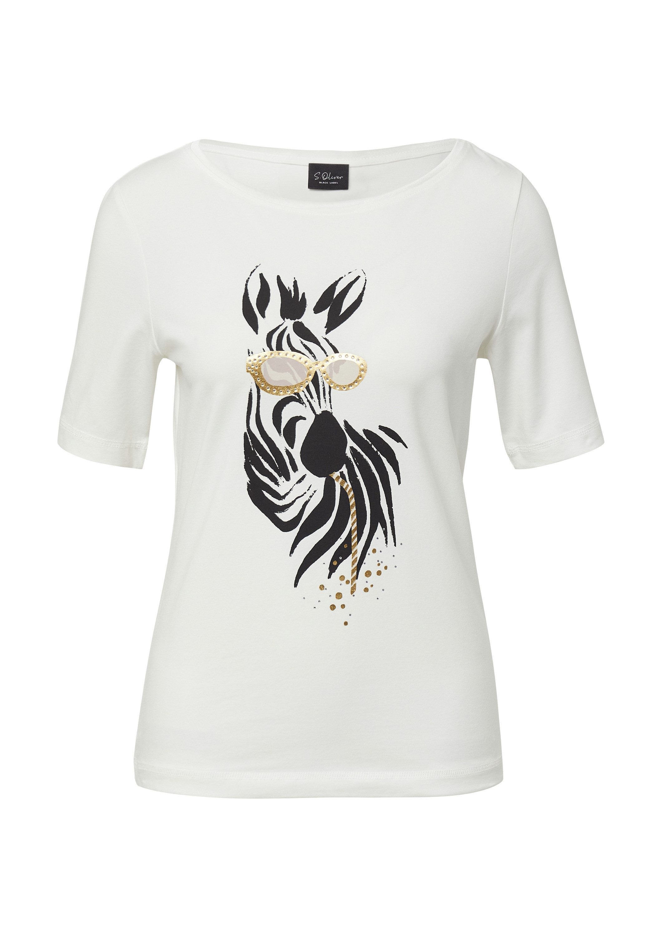 s.Oliver Kurzarmshirt T-Shirt Jersey-T-Shirt mit Zebra-Artwork günstig online kaufen